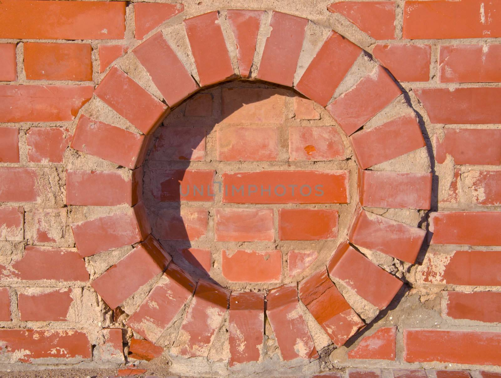 Brick wall round circle details backdrop. by sauletas