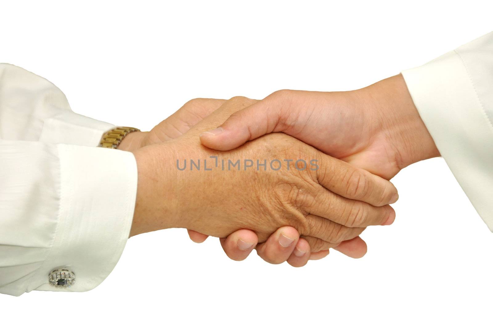 Hand shake - hand shake in front of a white background