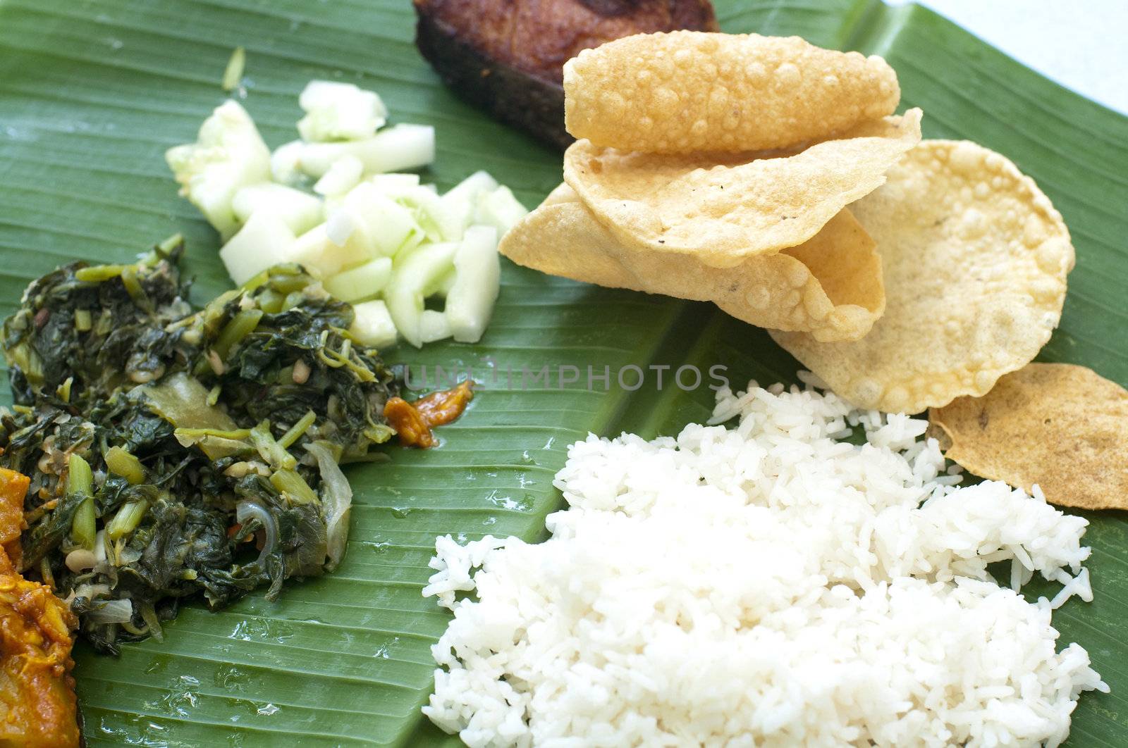 Delicious food - Indian cuisine banana leaf rice