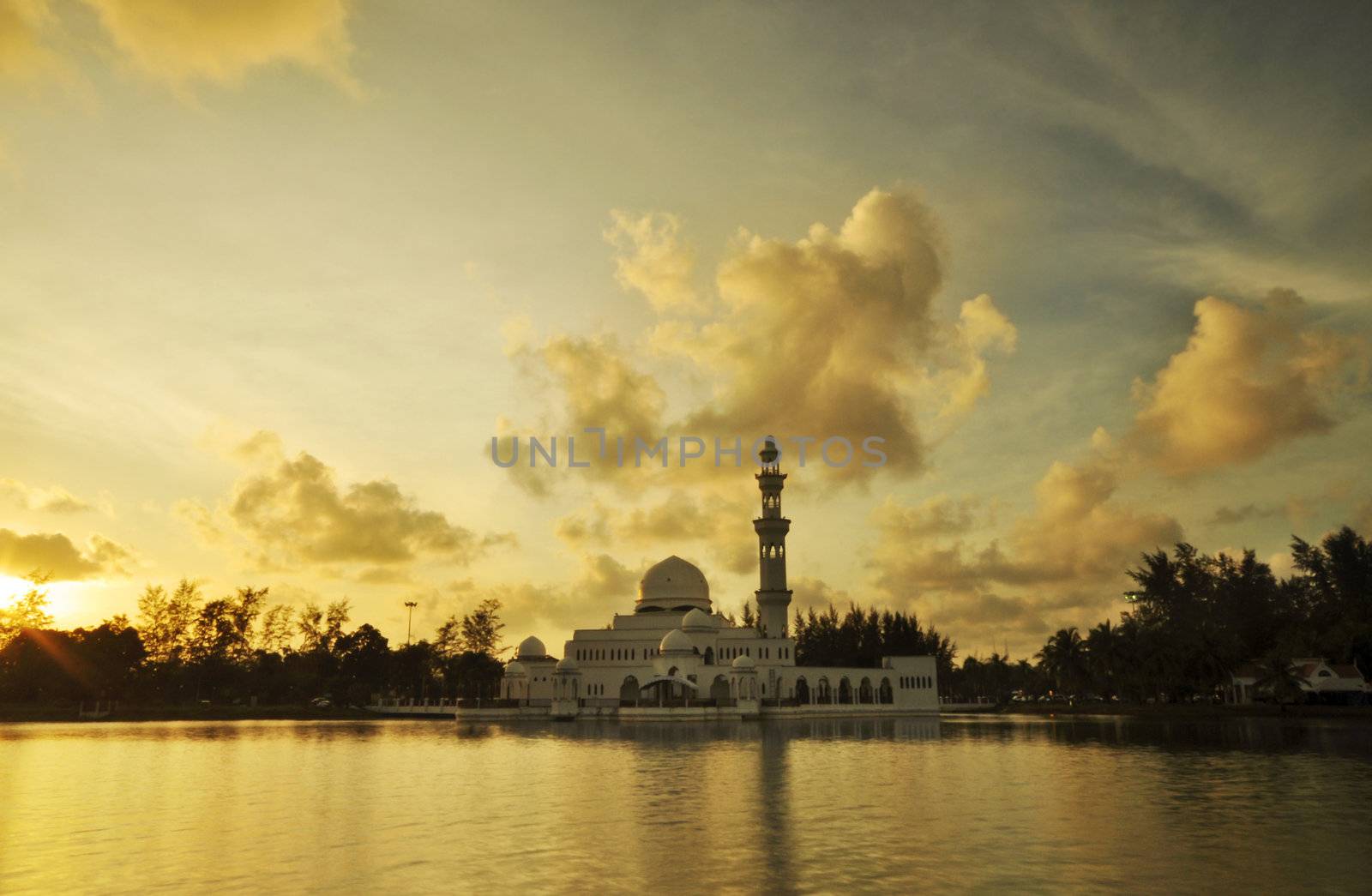 Masjid Tengku Tengah Zaharah or also known as Floating Mosque in Kuala Terengganu, Malaysia