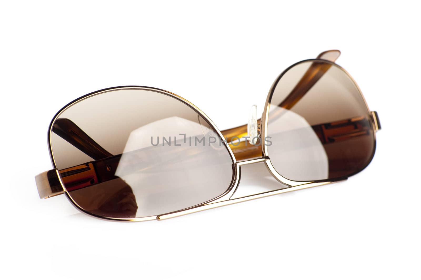 Brown sunglasses on isolated white background