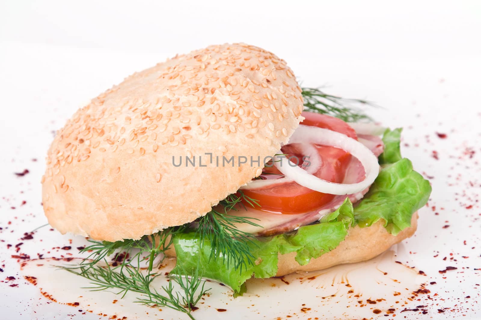 Healthy sandwich on white background