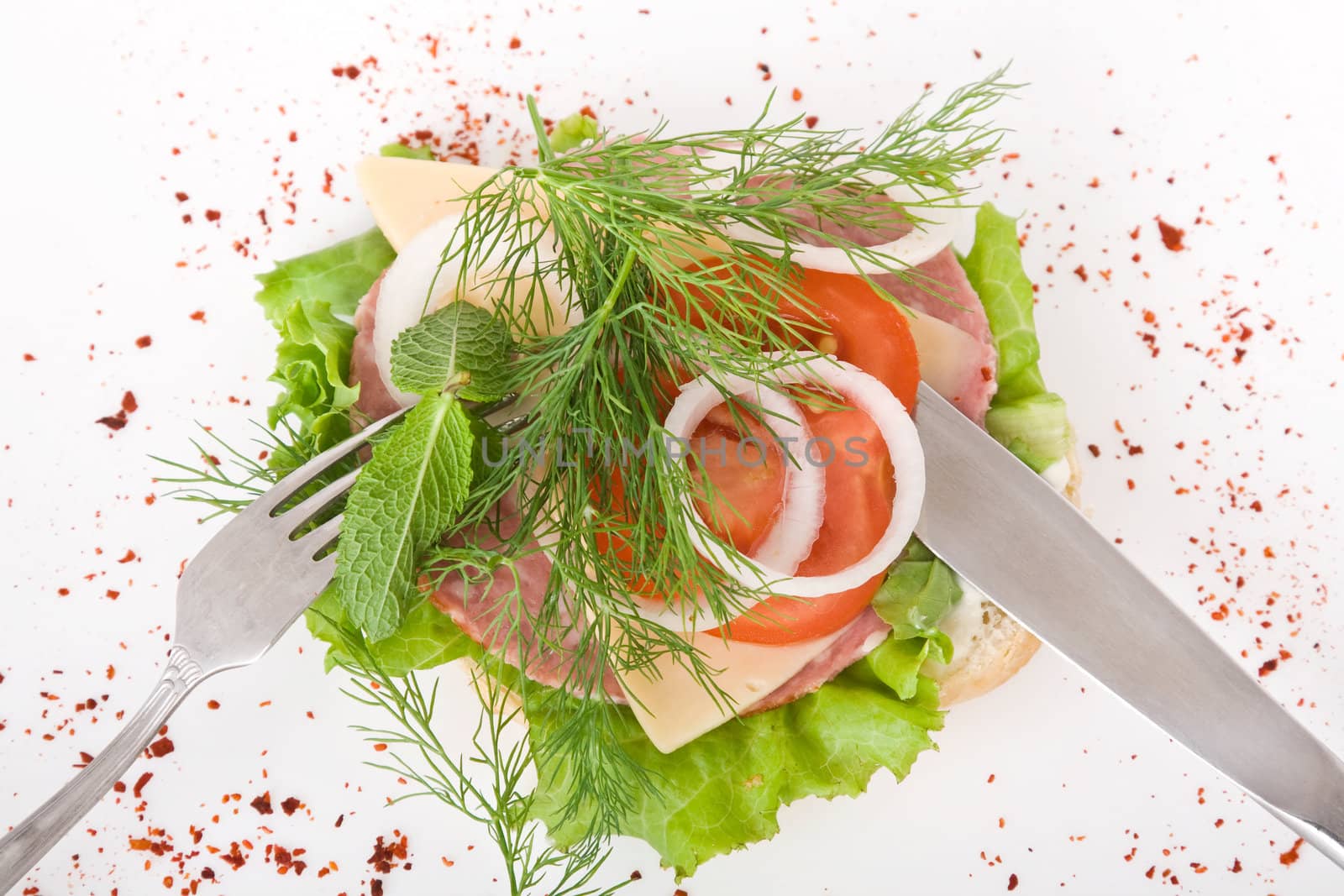 Healthy sandwich on white background