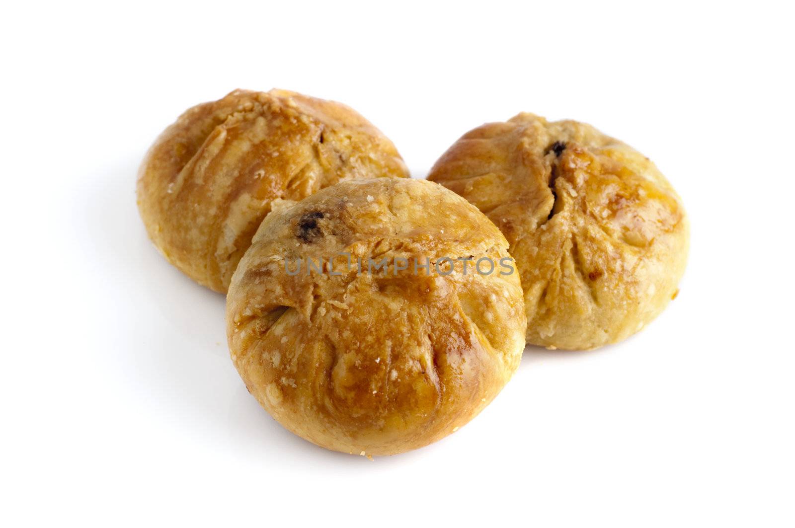 Famous Malaysian food - Seremban Siew pau. It is a type of baked bun with flaky pastry bun and meat (usually pork) filling.