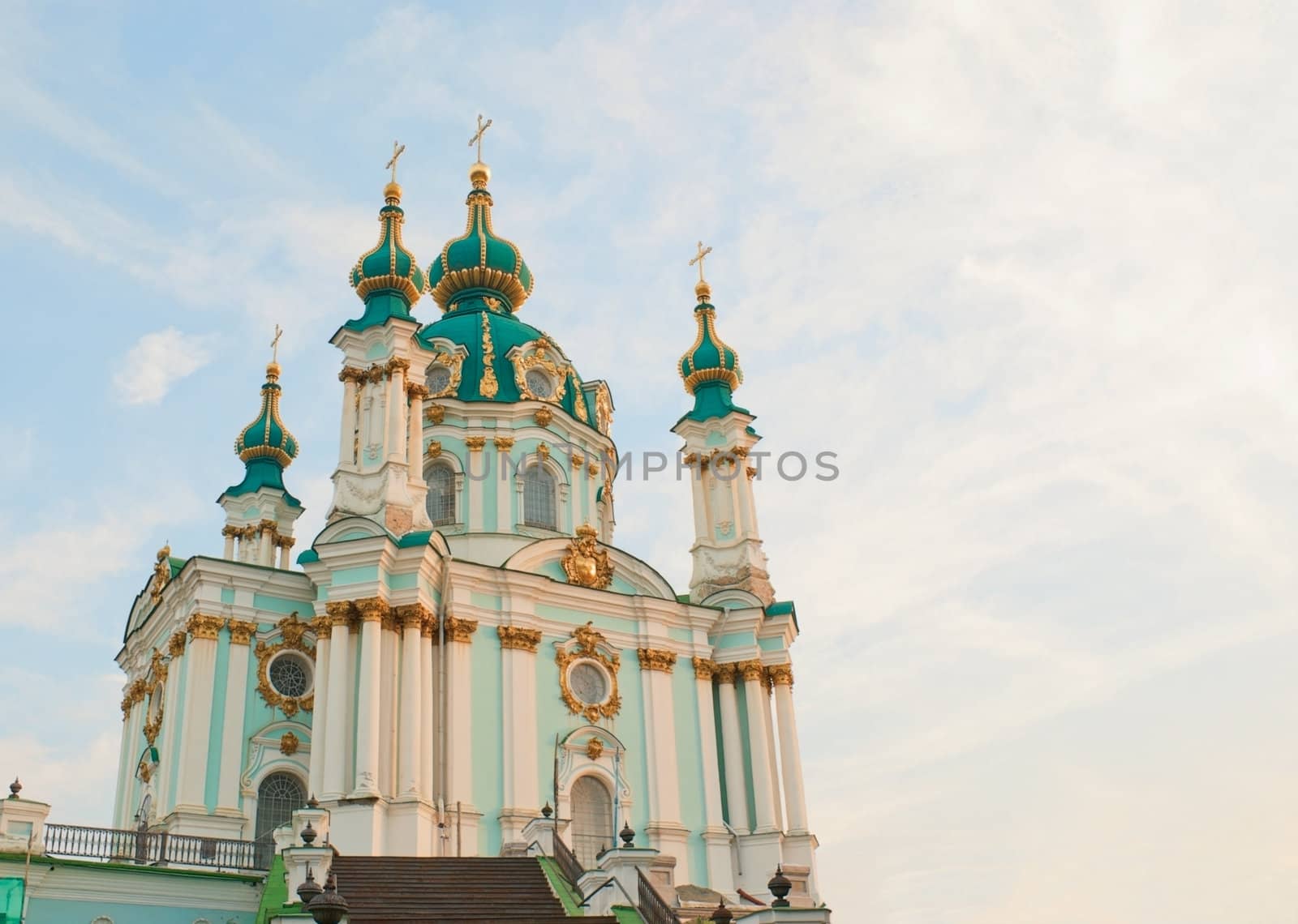 St. Andrew church in Kiev, Ukraine in the morning