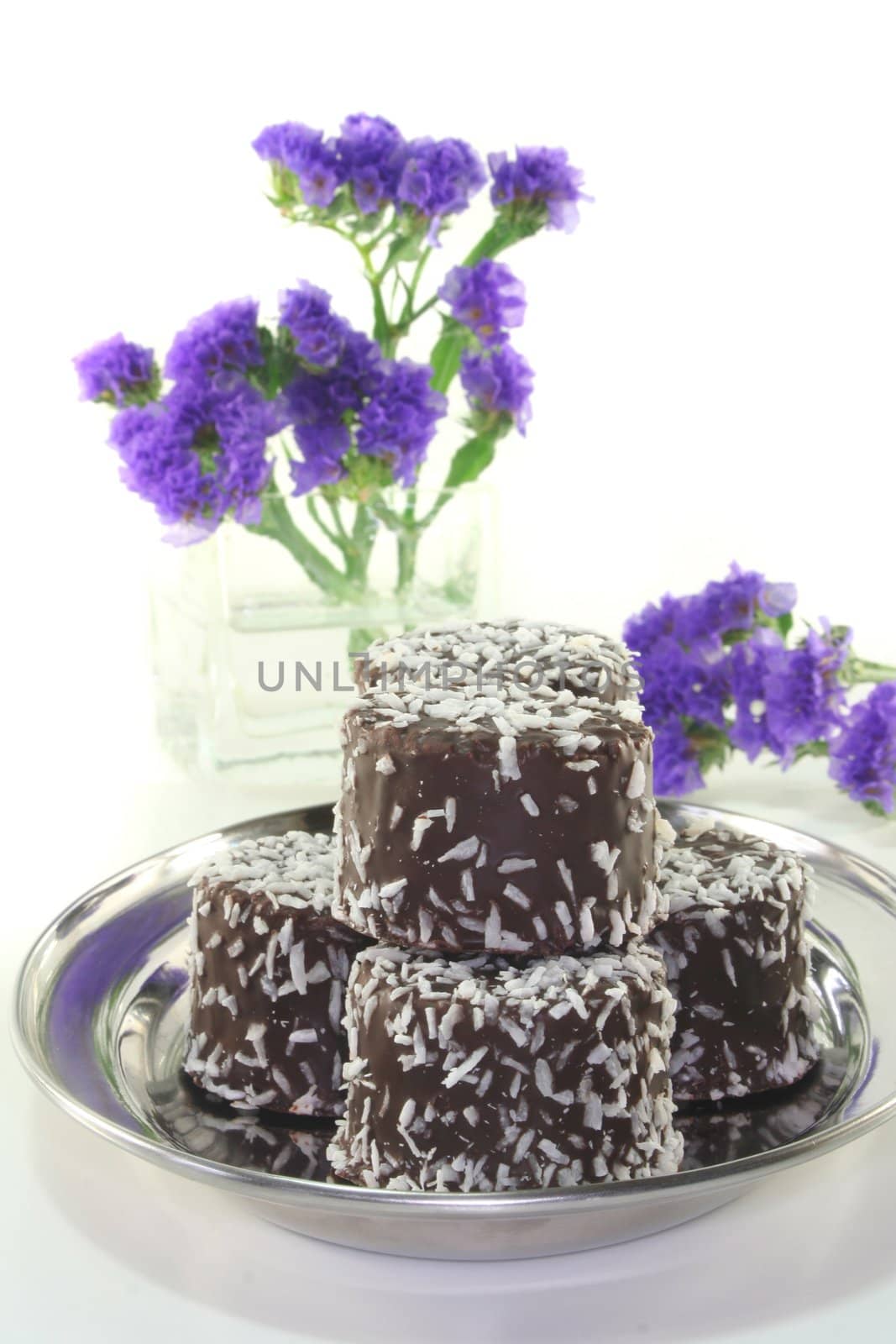 Swedish balls on a tray with Beach elder on a white background