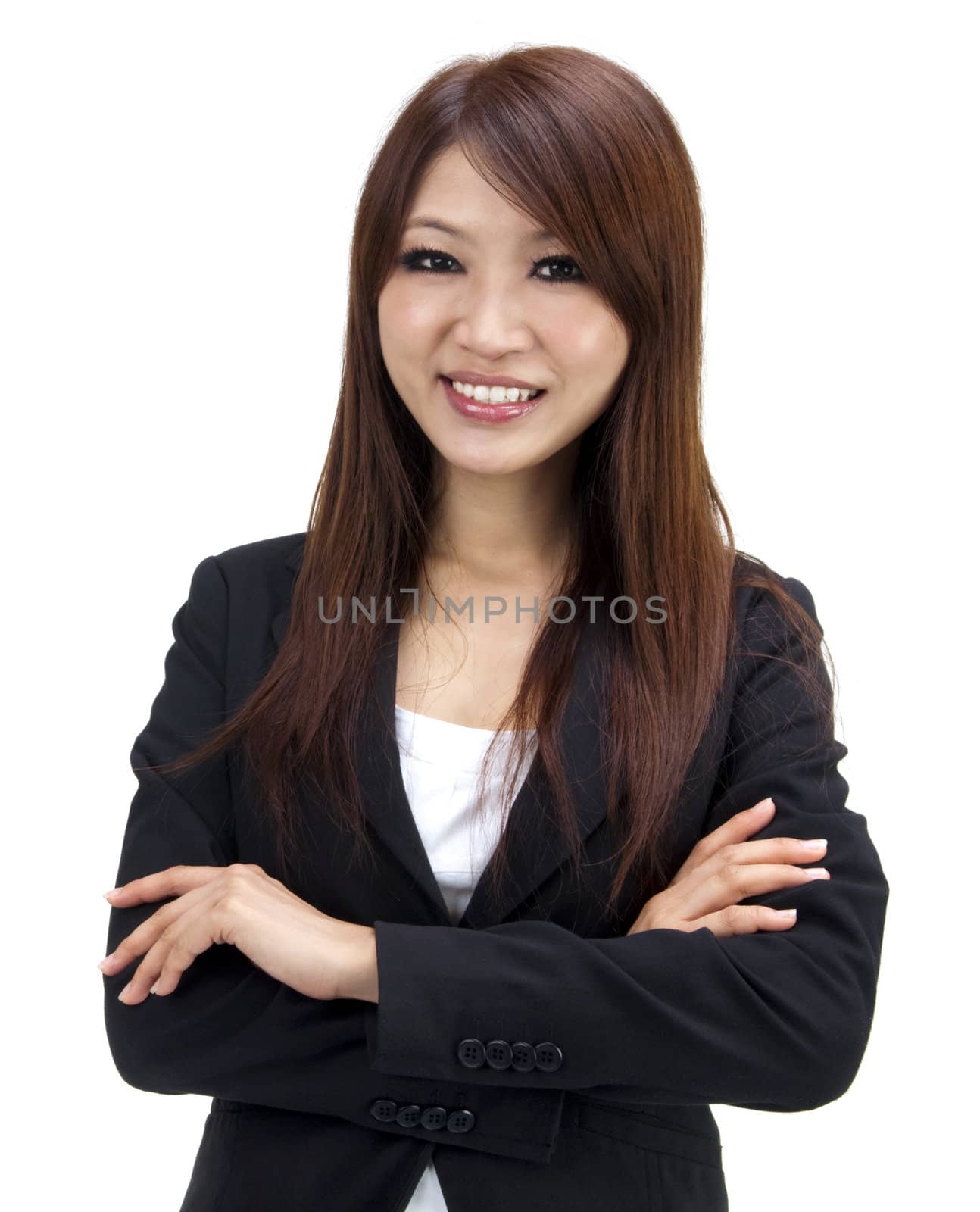 Arms crossed young Executive isolated on white background