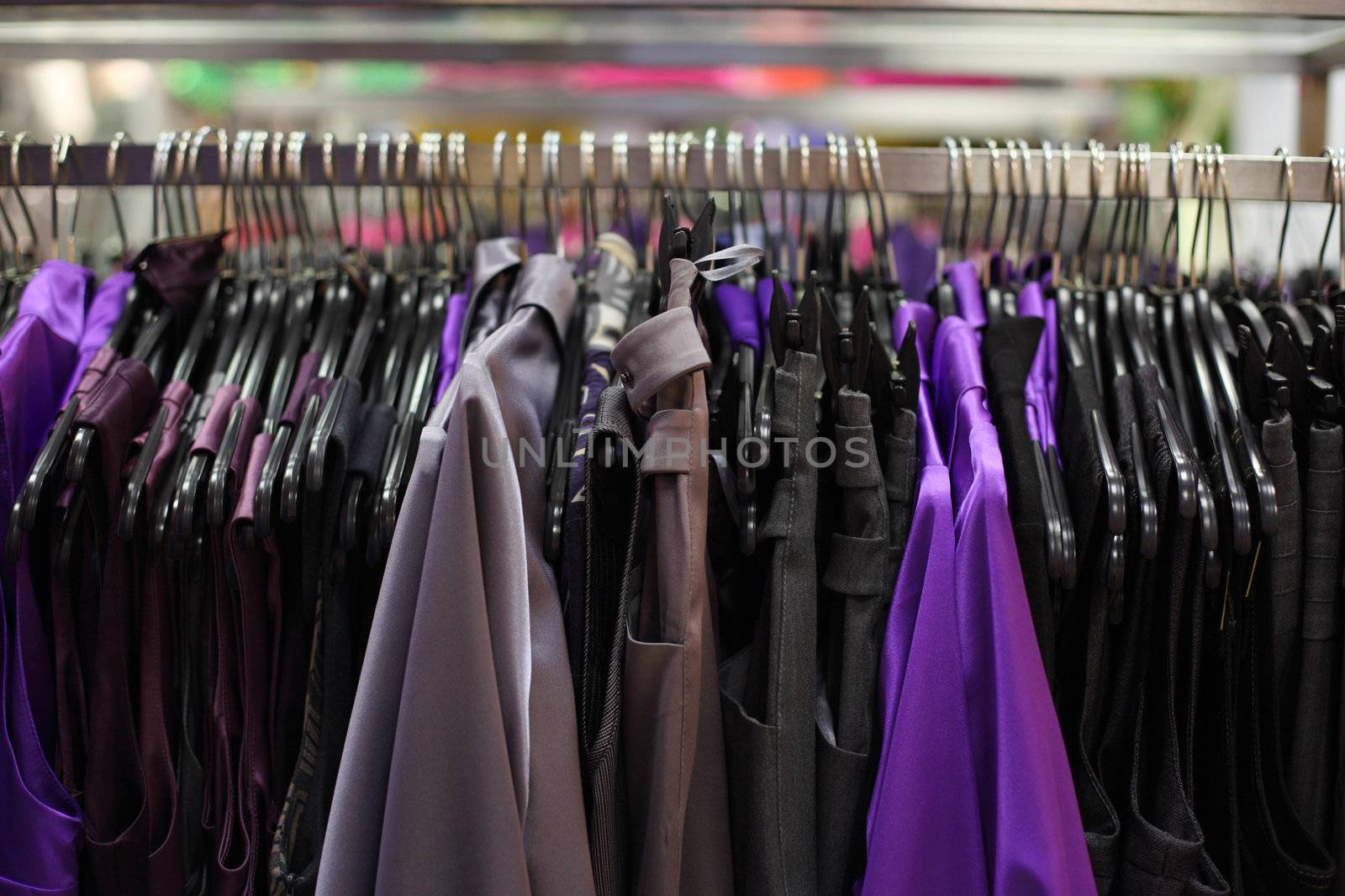 clothes on hanger in shop