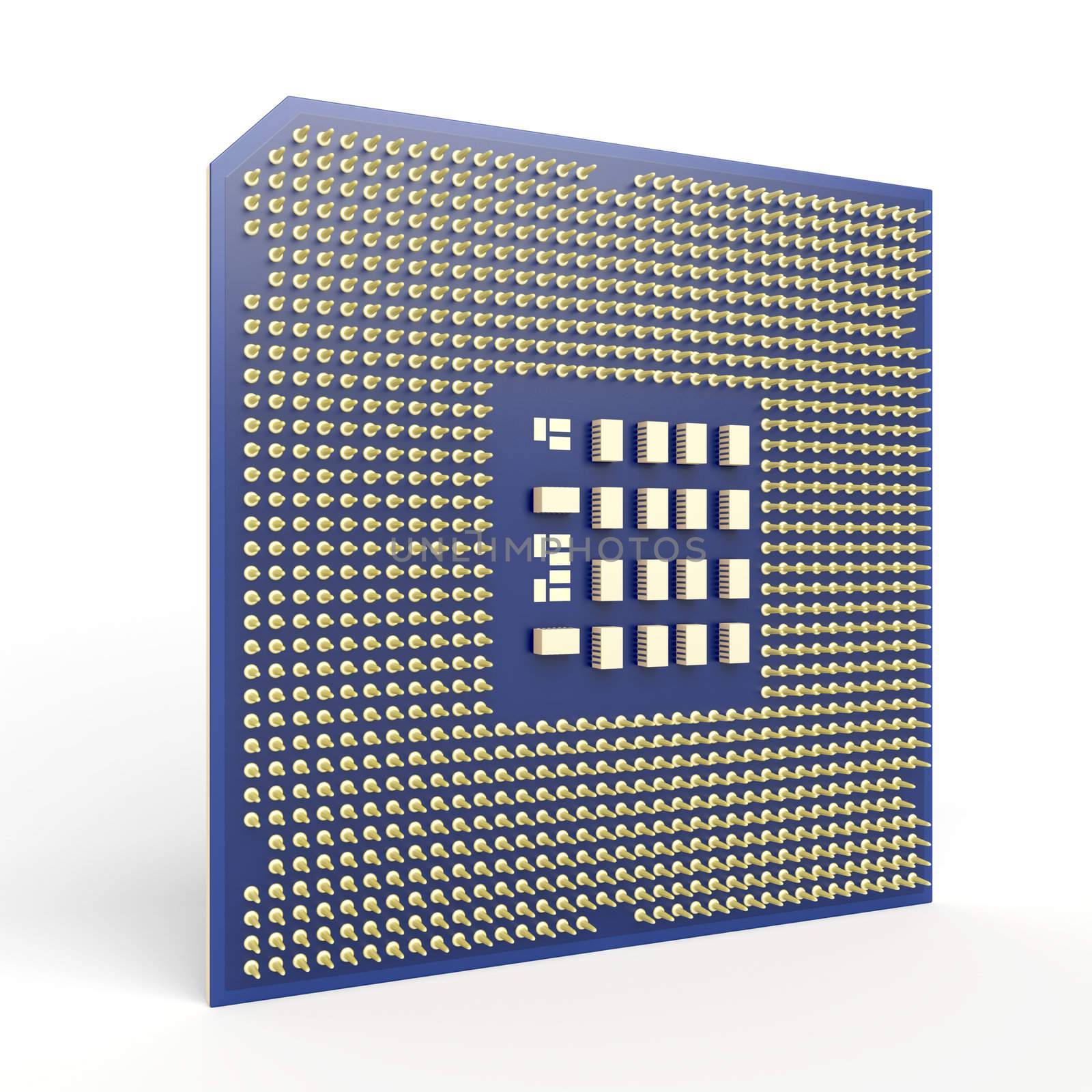 Computer processor on white background