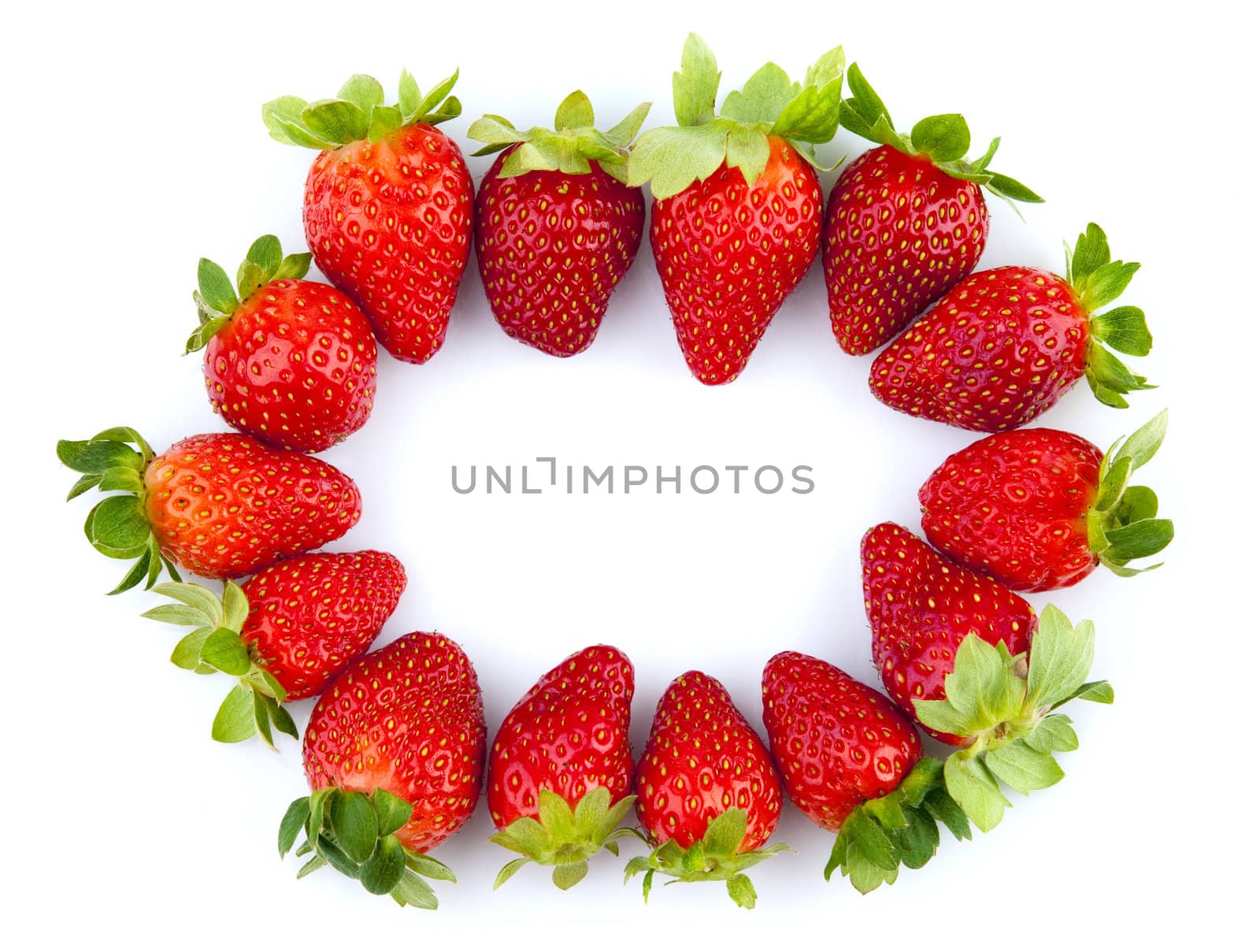 Strawberries frame,isolated on white.