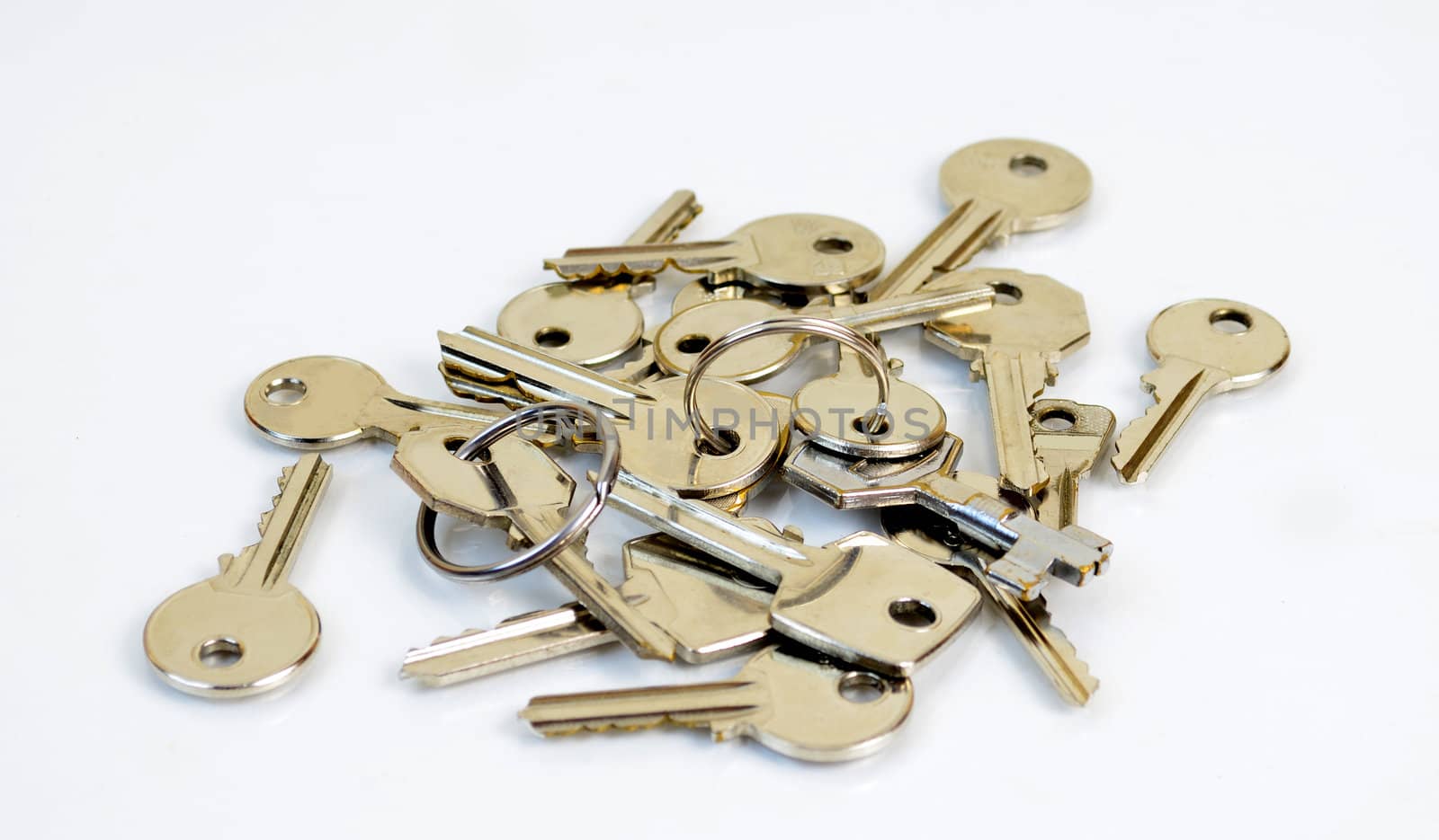 Bunch of metal keys  isolated on white background