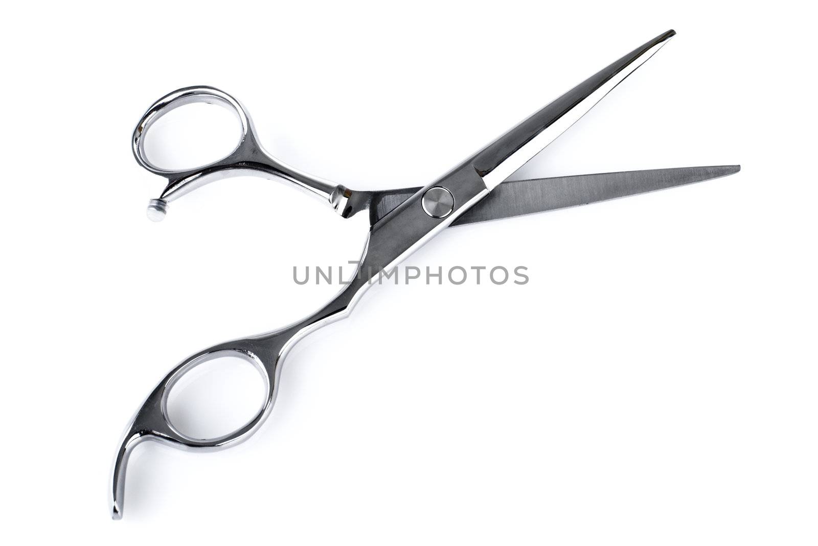 Professional Haircutting Scissors. Studio isolation on white.