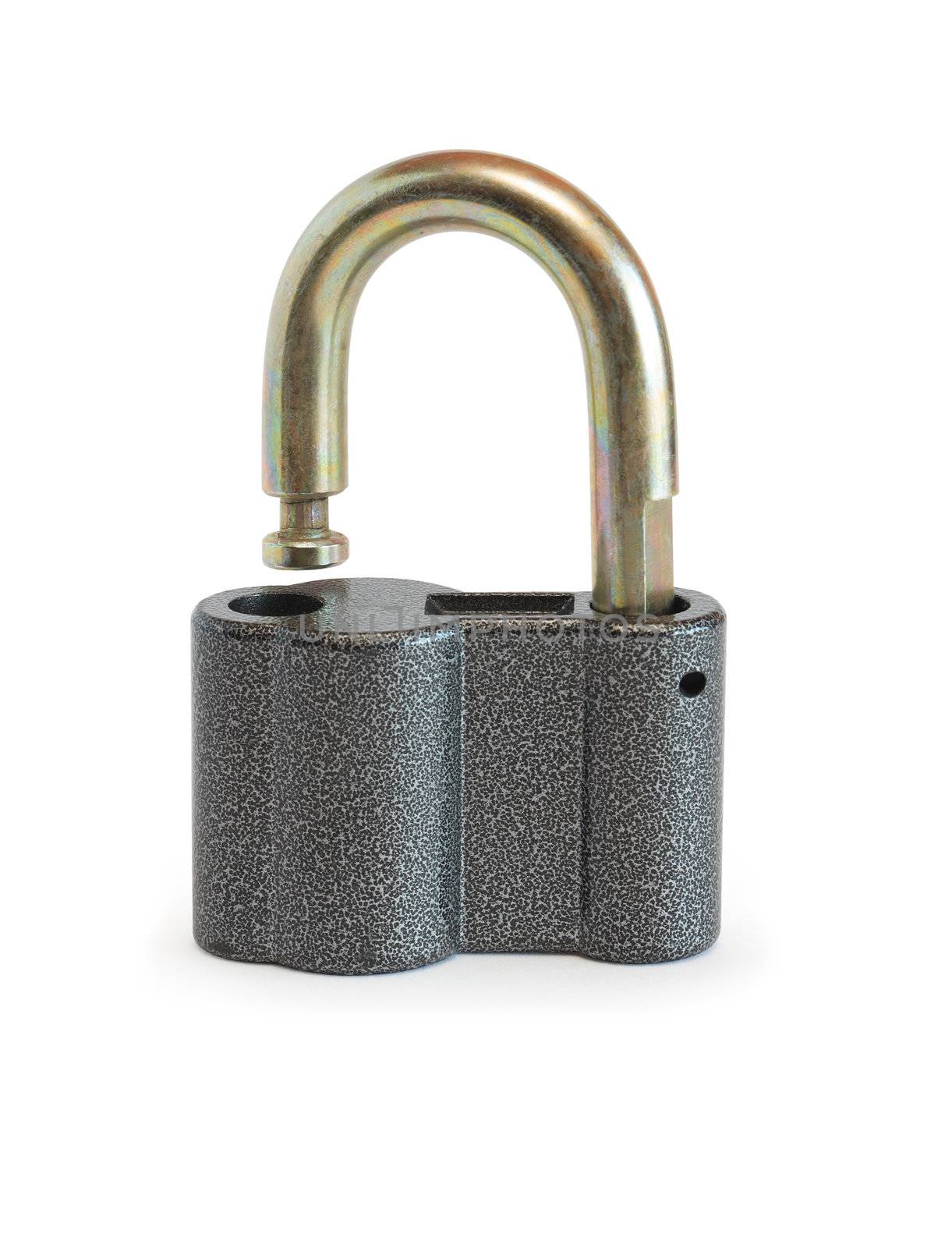 Open padlock on white background.Isolated with clipping path