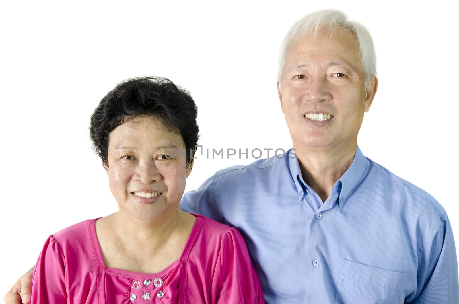 Asian Senior Couple on white background