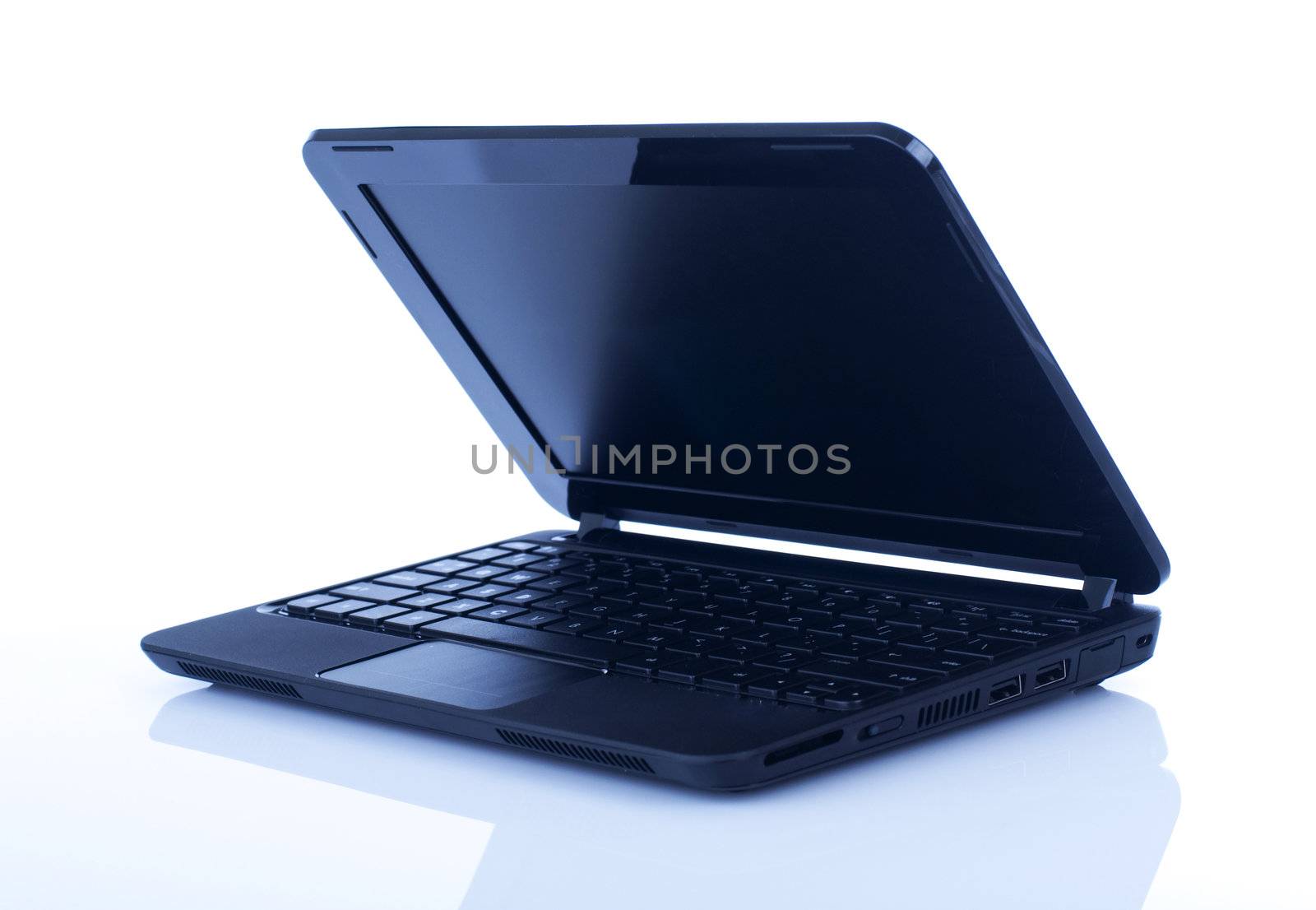 Mini laptop on white background.