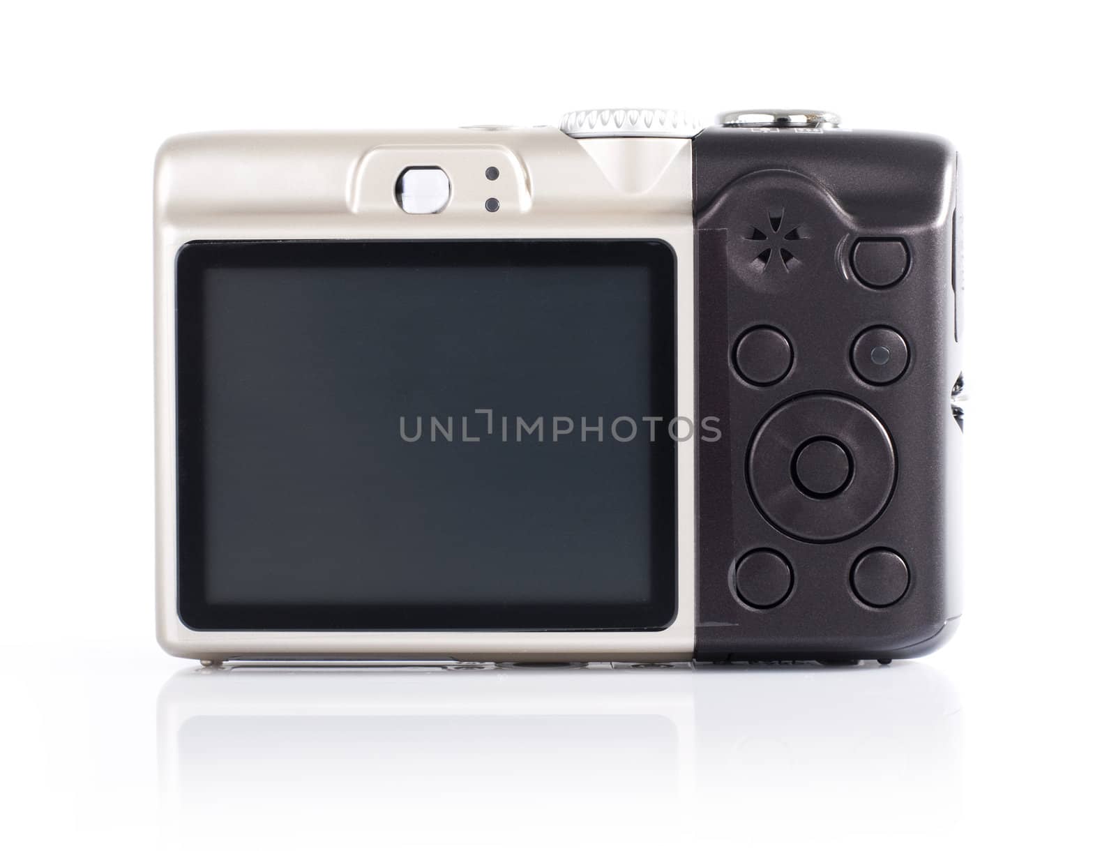 Point and shoot camera isolated on white background.