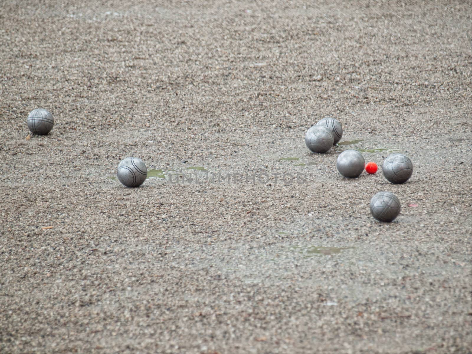 Group of metallic balls use for the  French game petanque