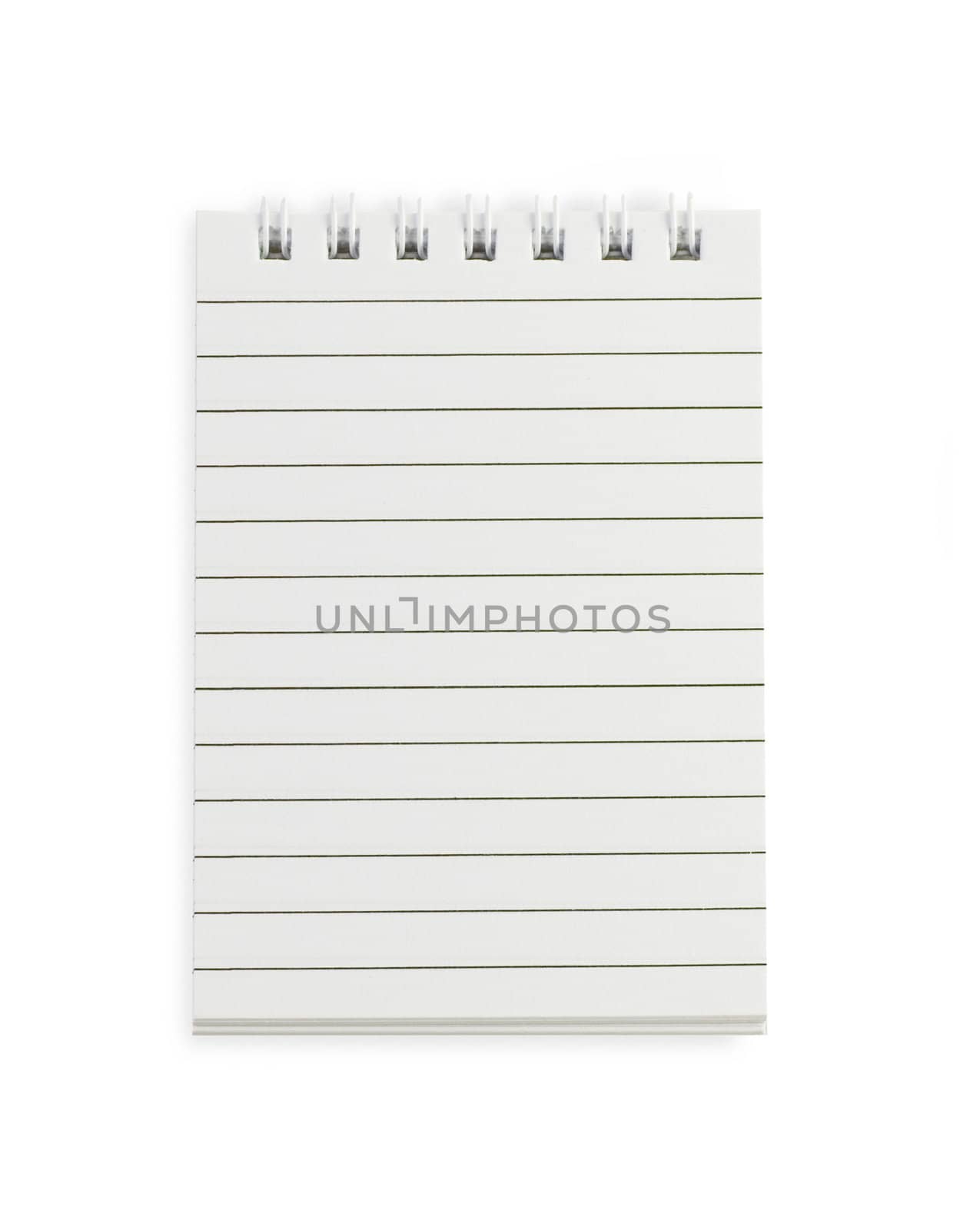 Open blank notebook on a white background 