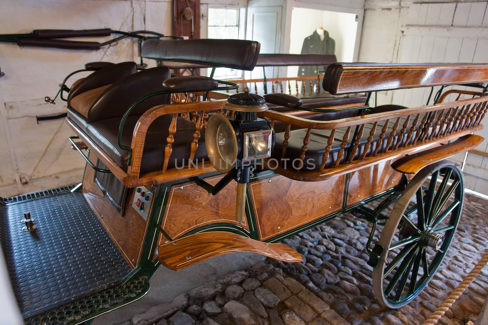 Vintage old retro classical horse carriage hand made from metal and wood