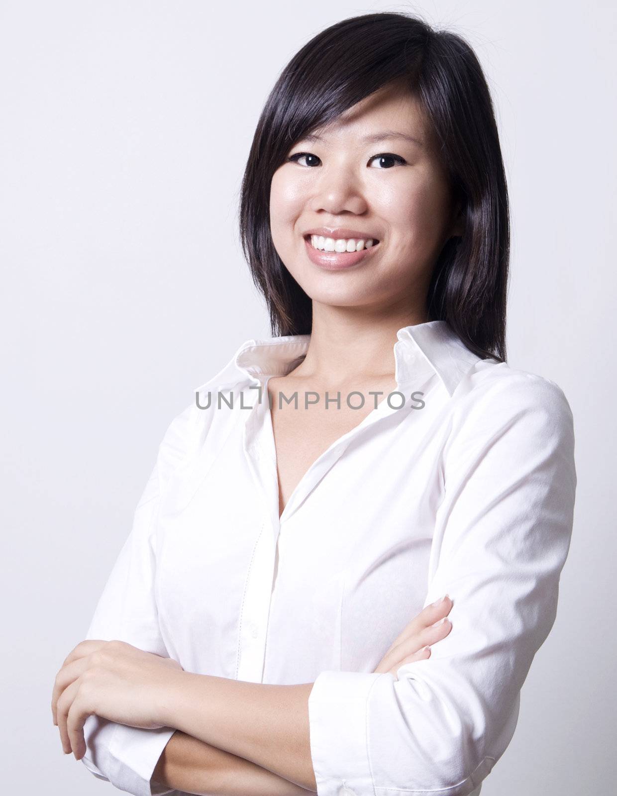 Asian Education / Business Woman profile with smiling face.