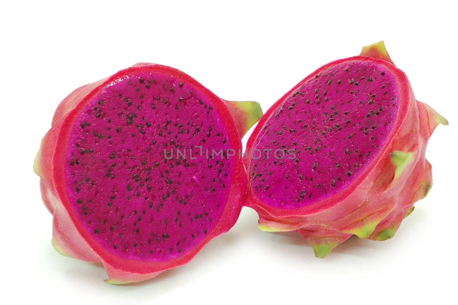 Close-up of dragon fruit cut in half 