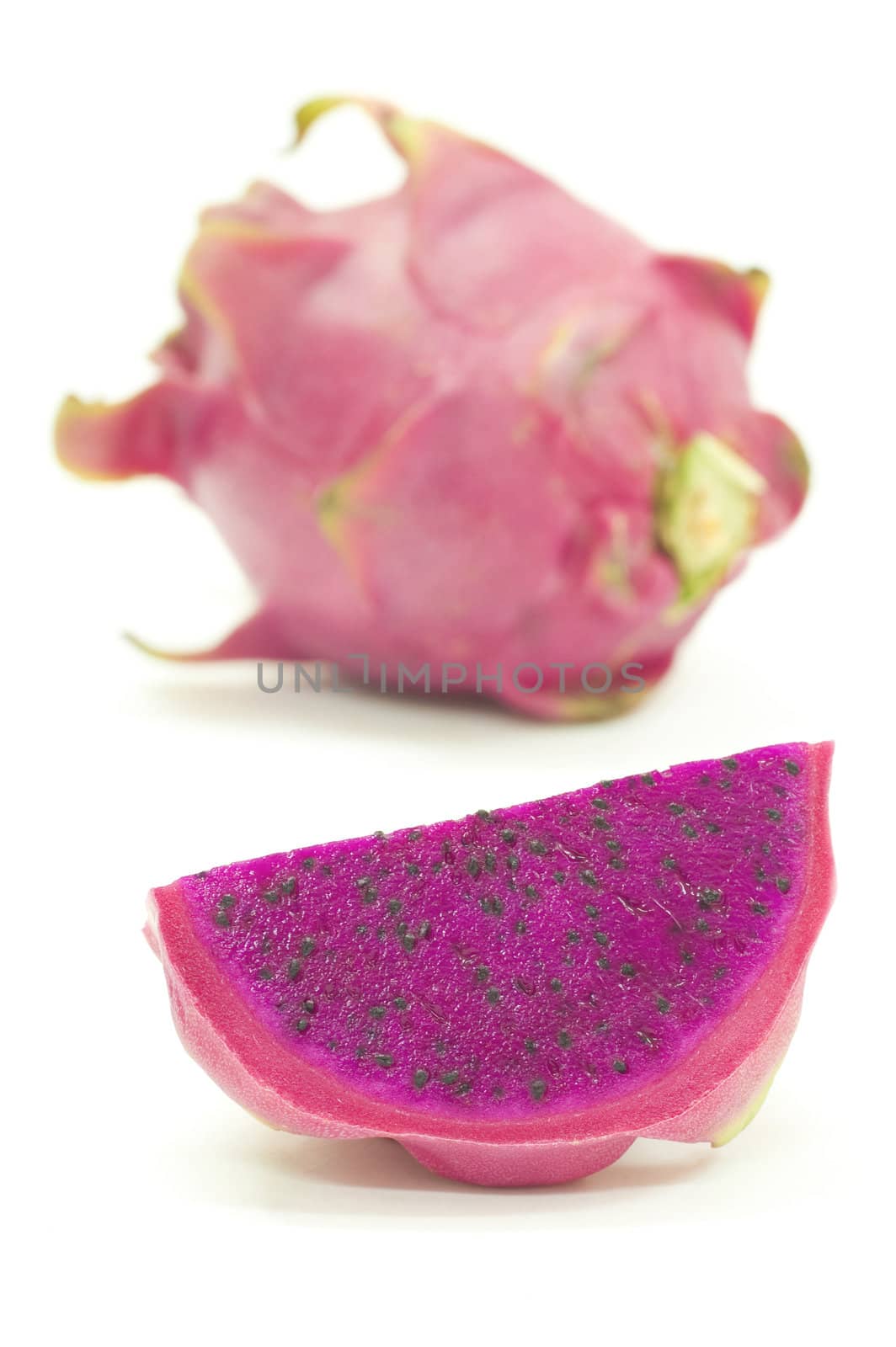 Close-up of dragon fruit cut in piece