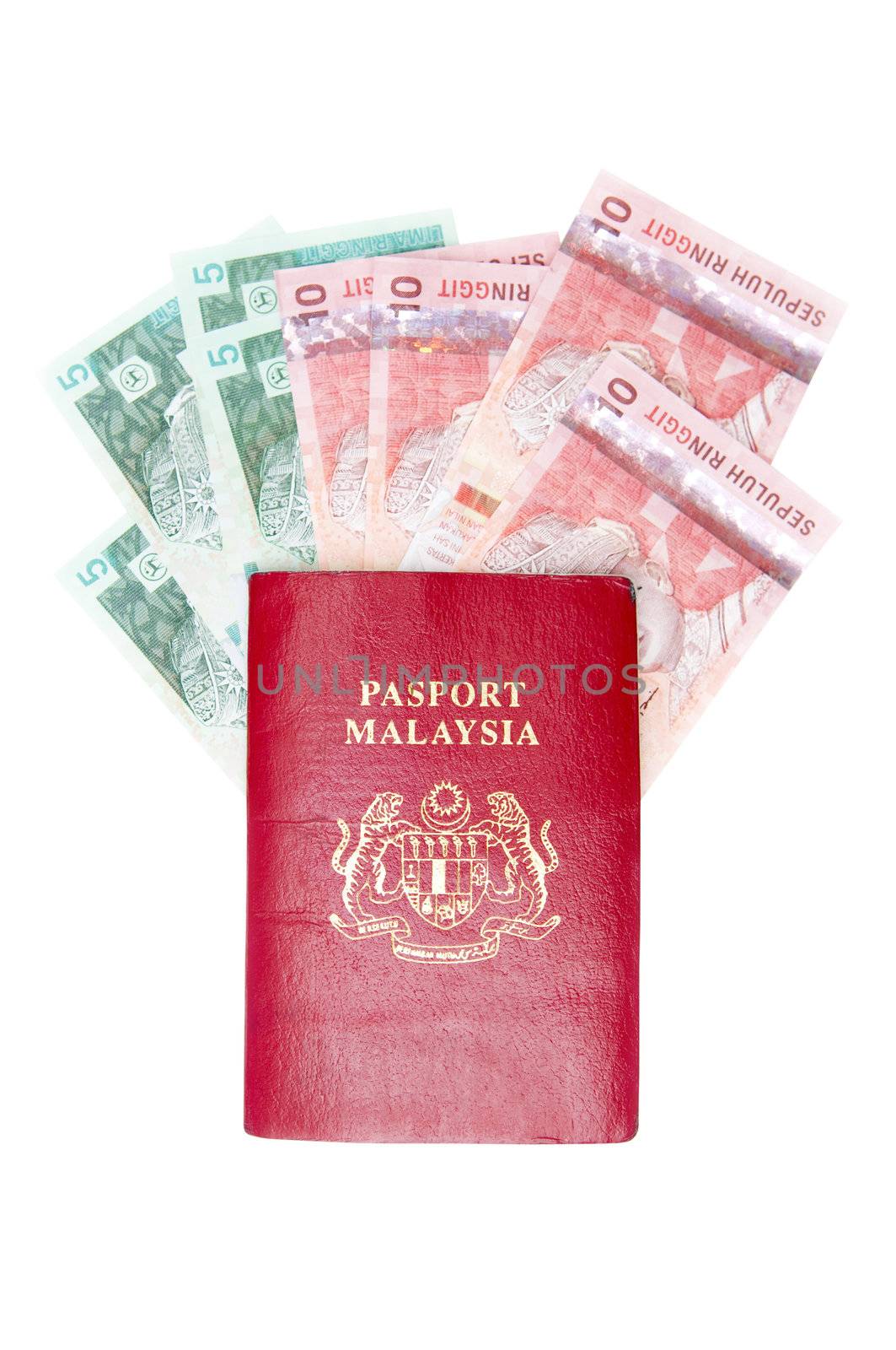 Passport malaysia with malaysian currency 