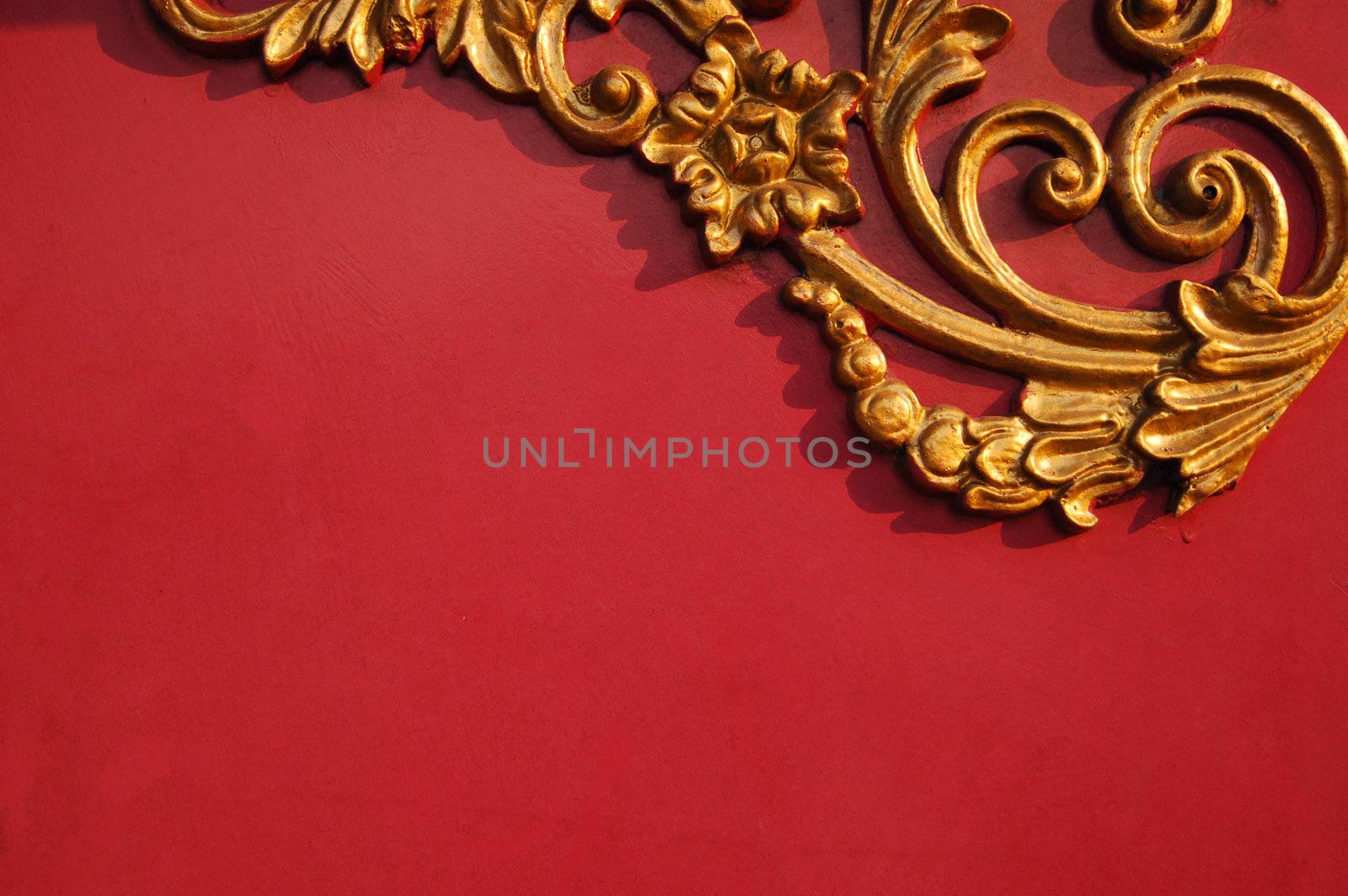 Floral pattern on red background with copy space