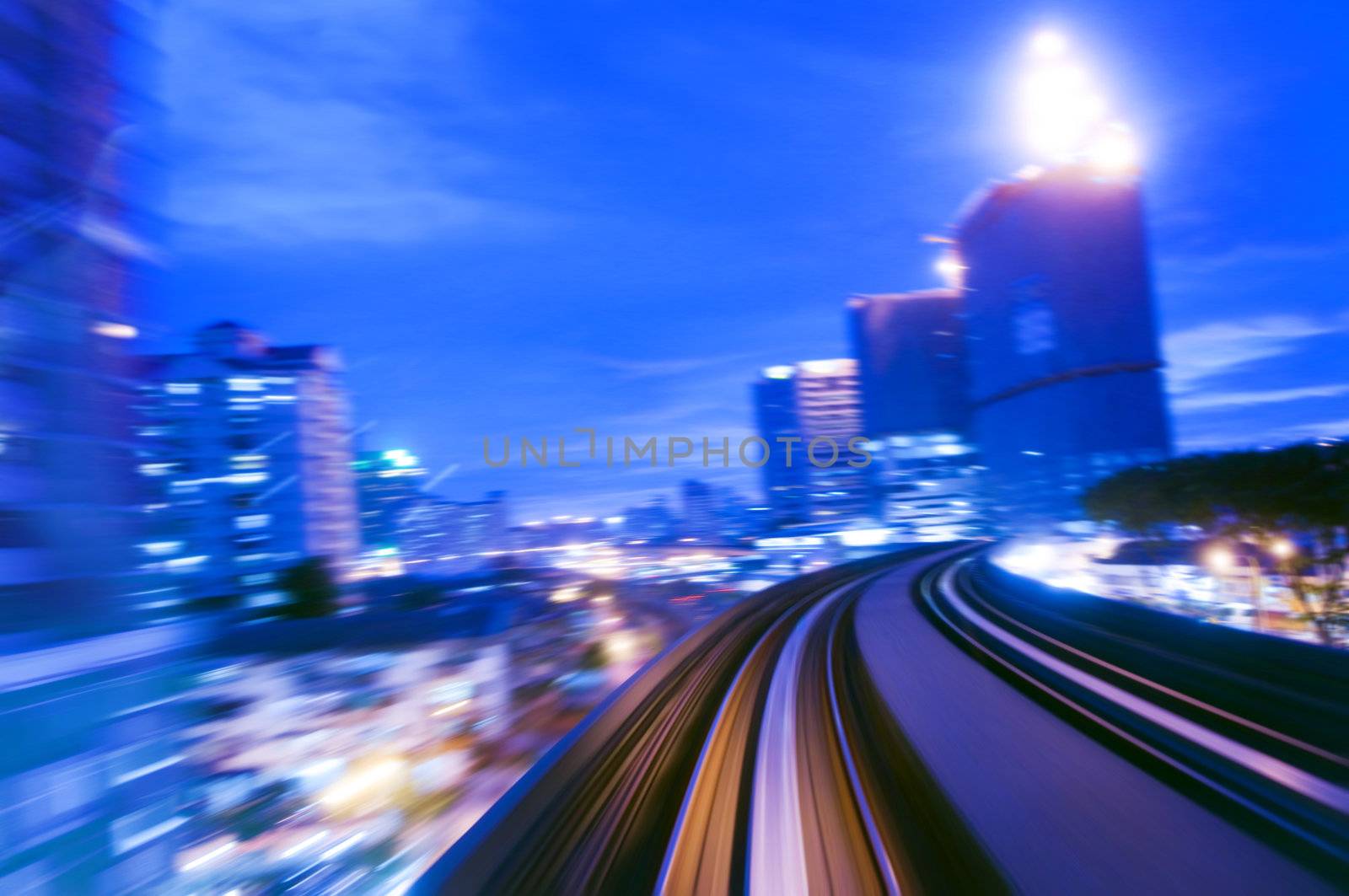Urban night traffics view in dusk. Focus on the road.