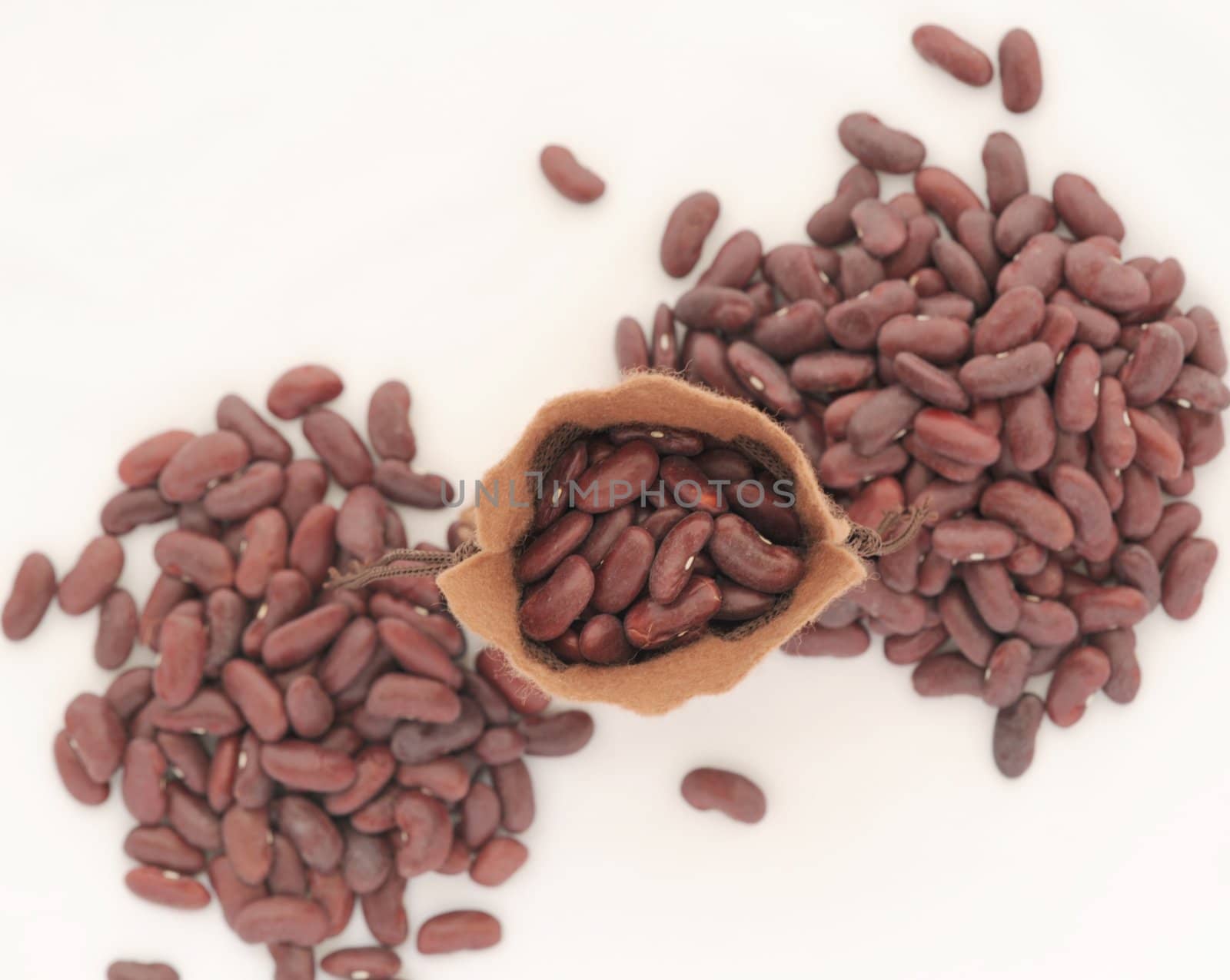Sack Of Red Haricot Bean. Food Background.