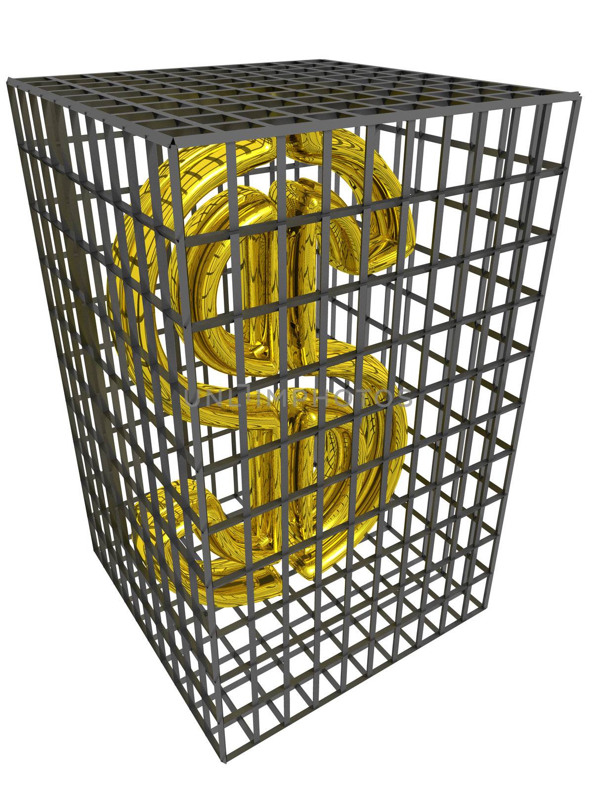 Gold dollar in a steel cage. by gkuna