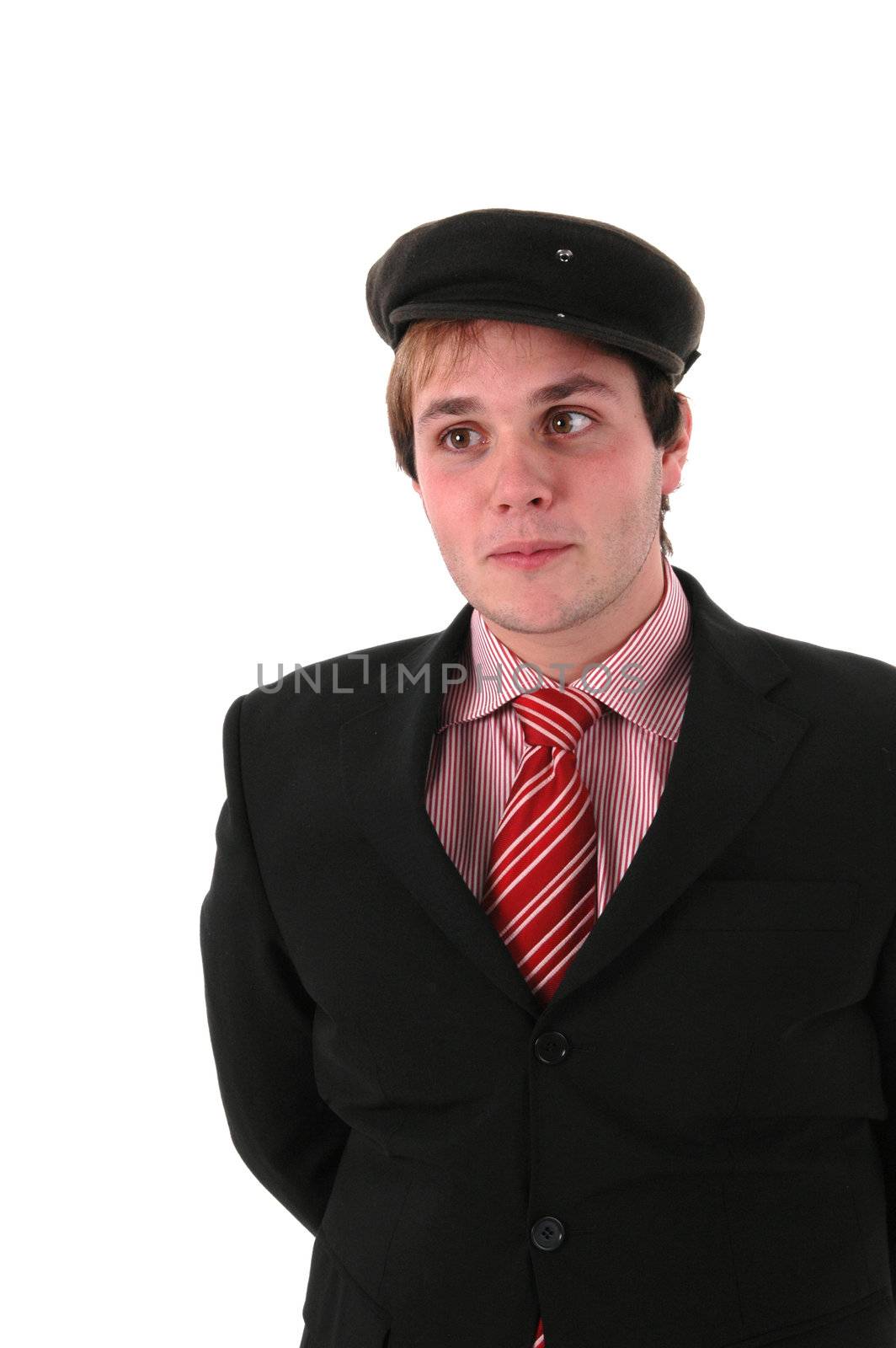 young business man standing in a white background