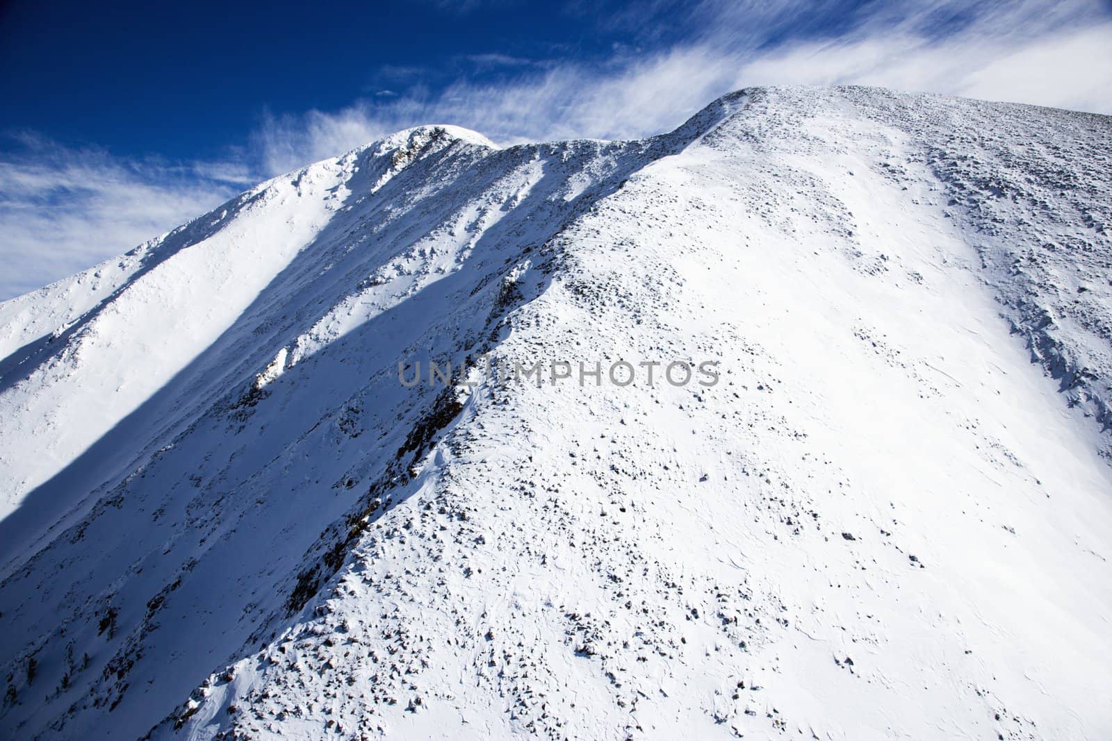 Aerial scenic of snowy Sangre De Cristo Mountains, Colorado, United States in winter.