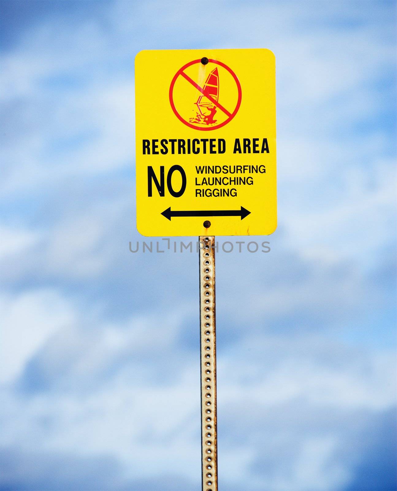 Restricted sign regarding water sports. by iofoto