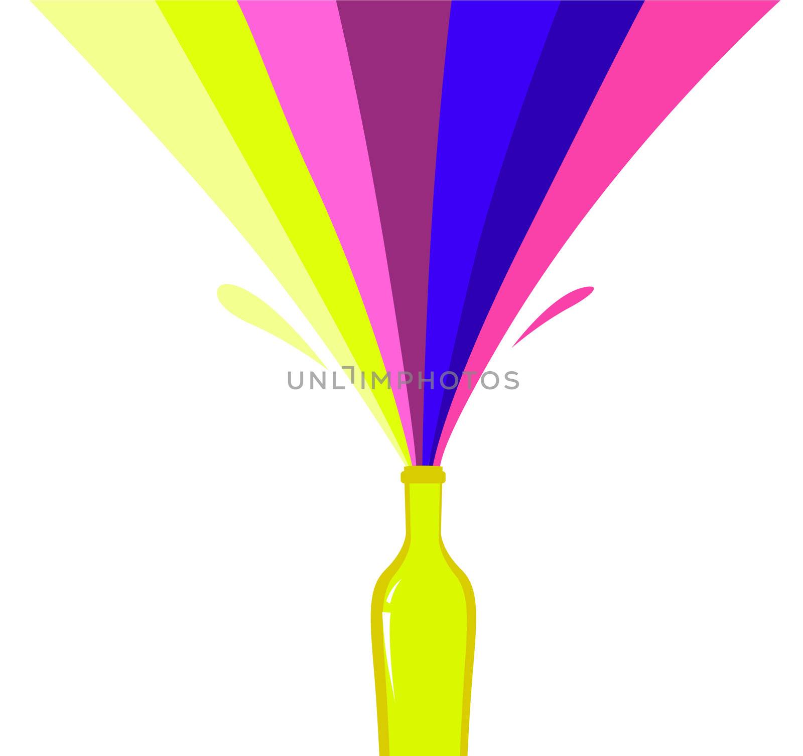 Drink bottle with rainbow splash. Vector Illustration isolated on white.
