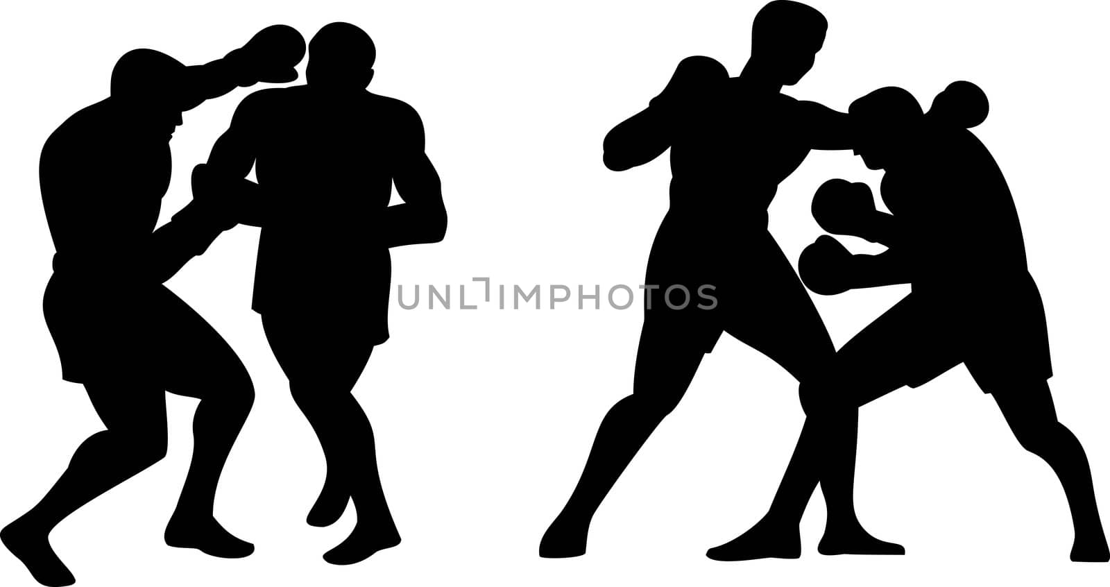 illustration of a boxer connecting a knockout punch silhouette