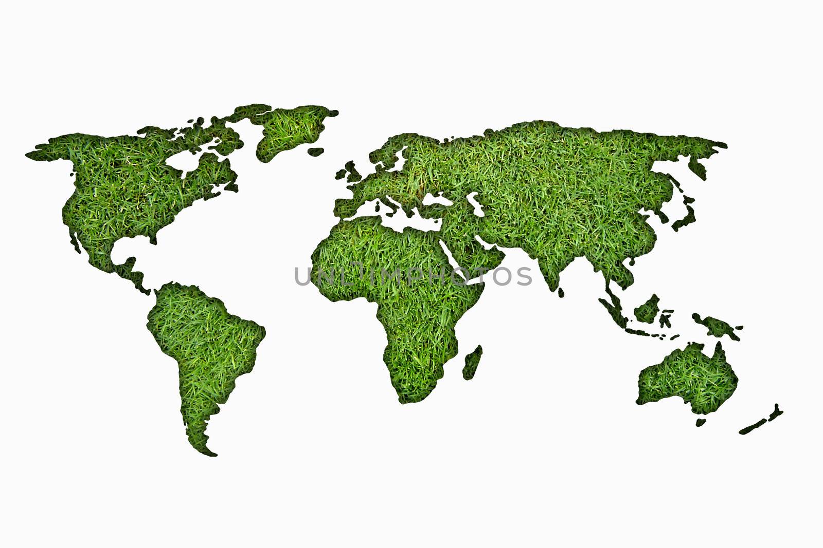 world map made of grass  by rufous