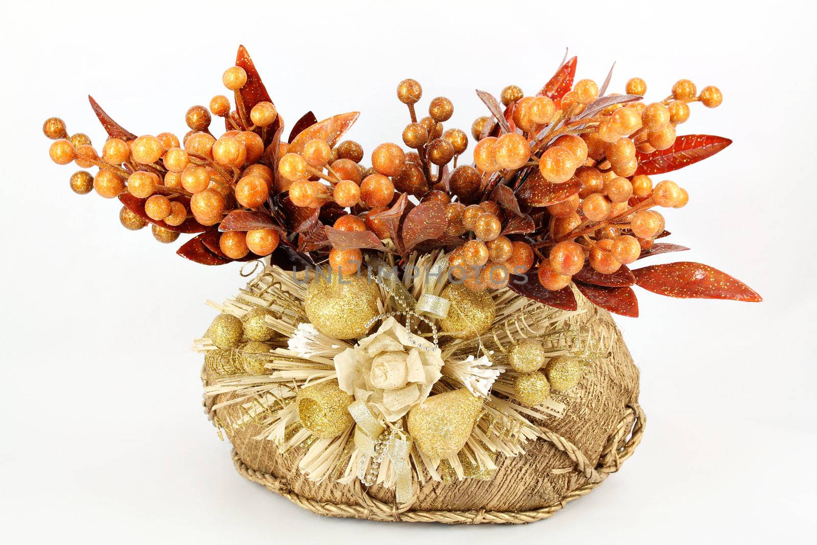Christmas basket on white by goce