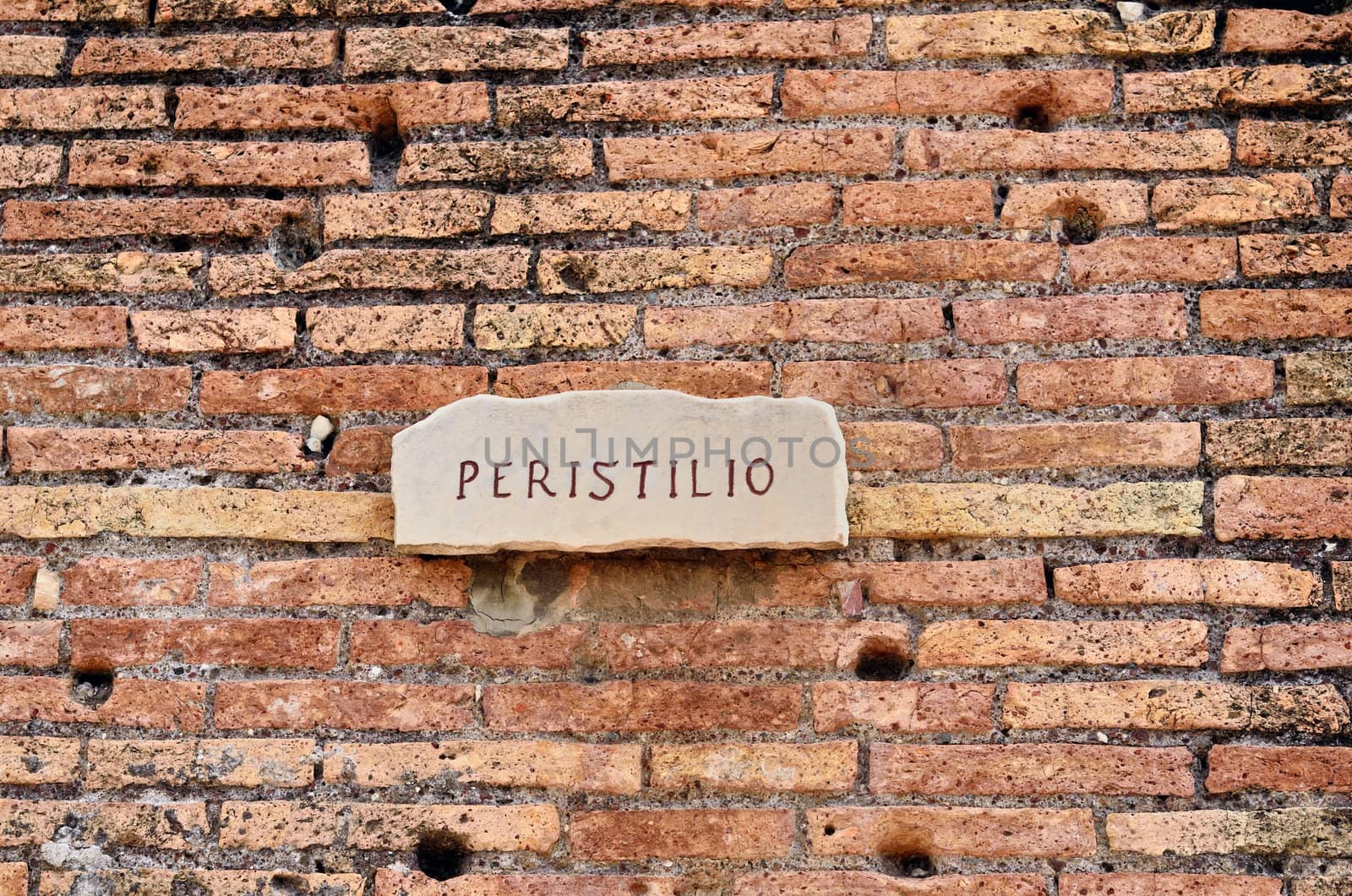 Ancient ruins of the brick wall in Rome