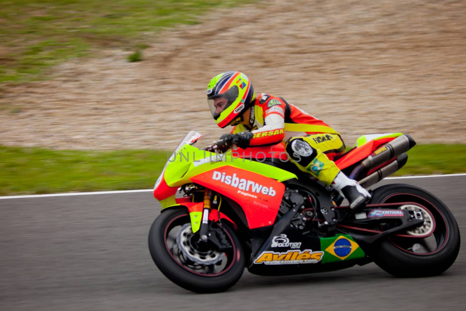 JEREZ DE LA FRONTERA, SPAIN - NOV 20: Stock Extreme motorcyclist Jose Gomez takes a curve in the CEV championship on Nov 20, 2010, in Jerez de la Frontera, Spain
