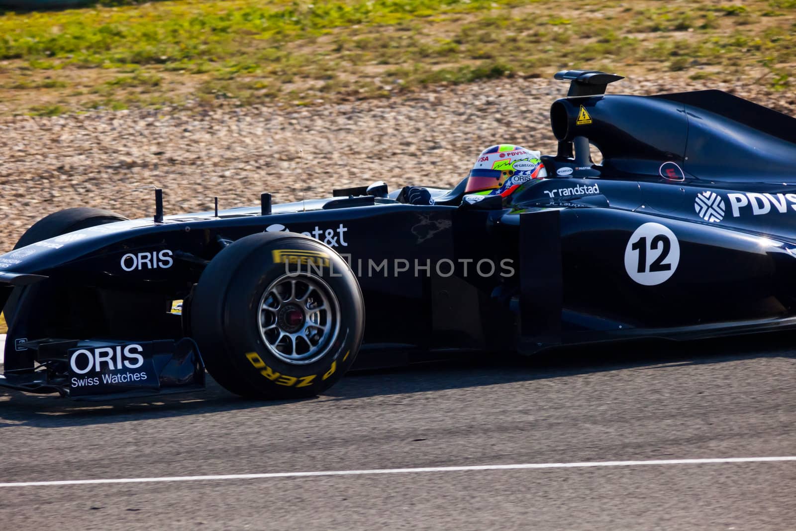 JEREZ DE LA FRONTERA, SPAIN - FEB 10: Pastor Maldonado of Williams F1 races on training session on February 10 , 2011, in Jerez de la Frontera , Spain
