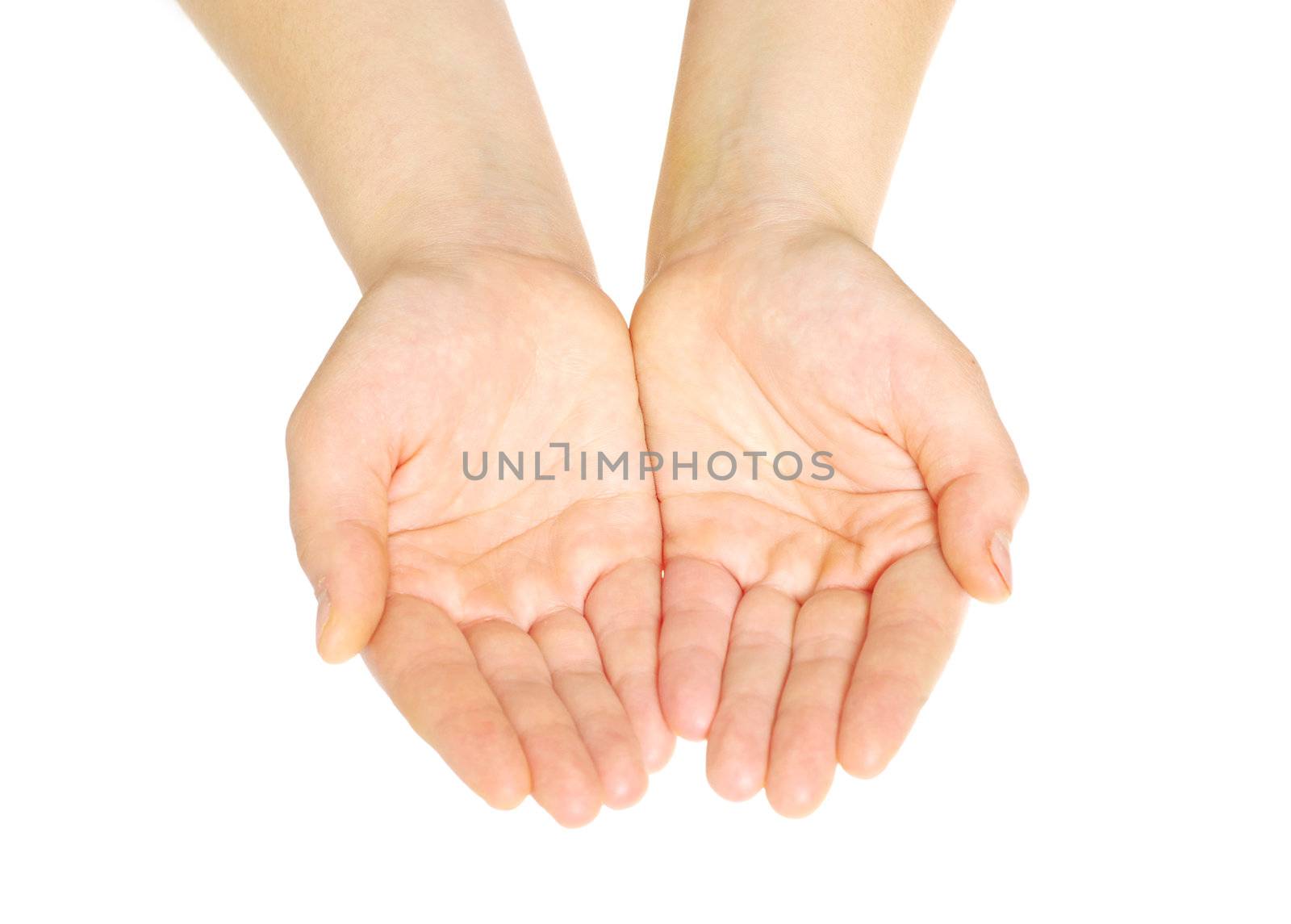 Empty hands isolated on white