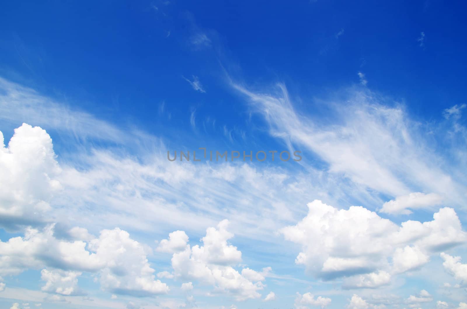 blue sky with clouds and sun