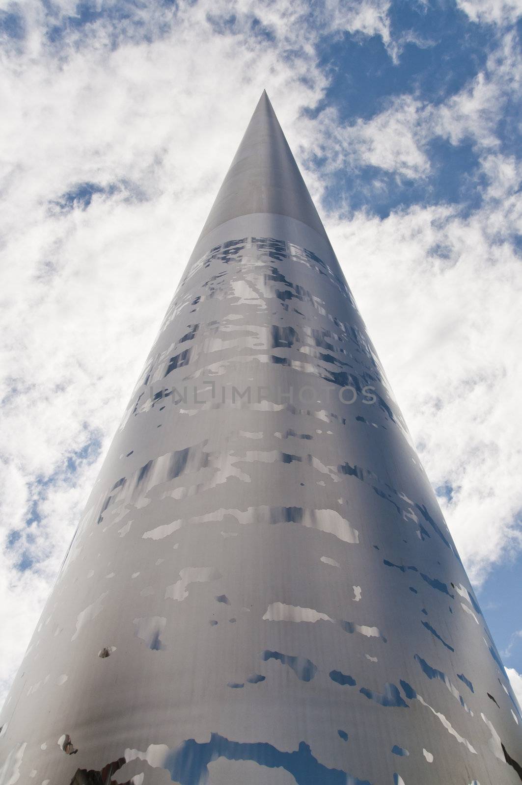 Low angle shot of the millenium spire in OConnell Street in  Dublin, Ireland.
