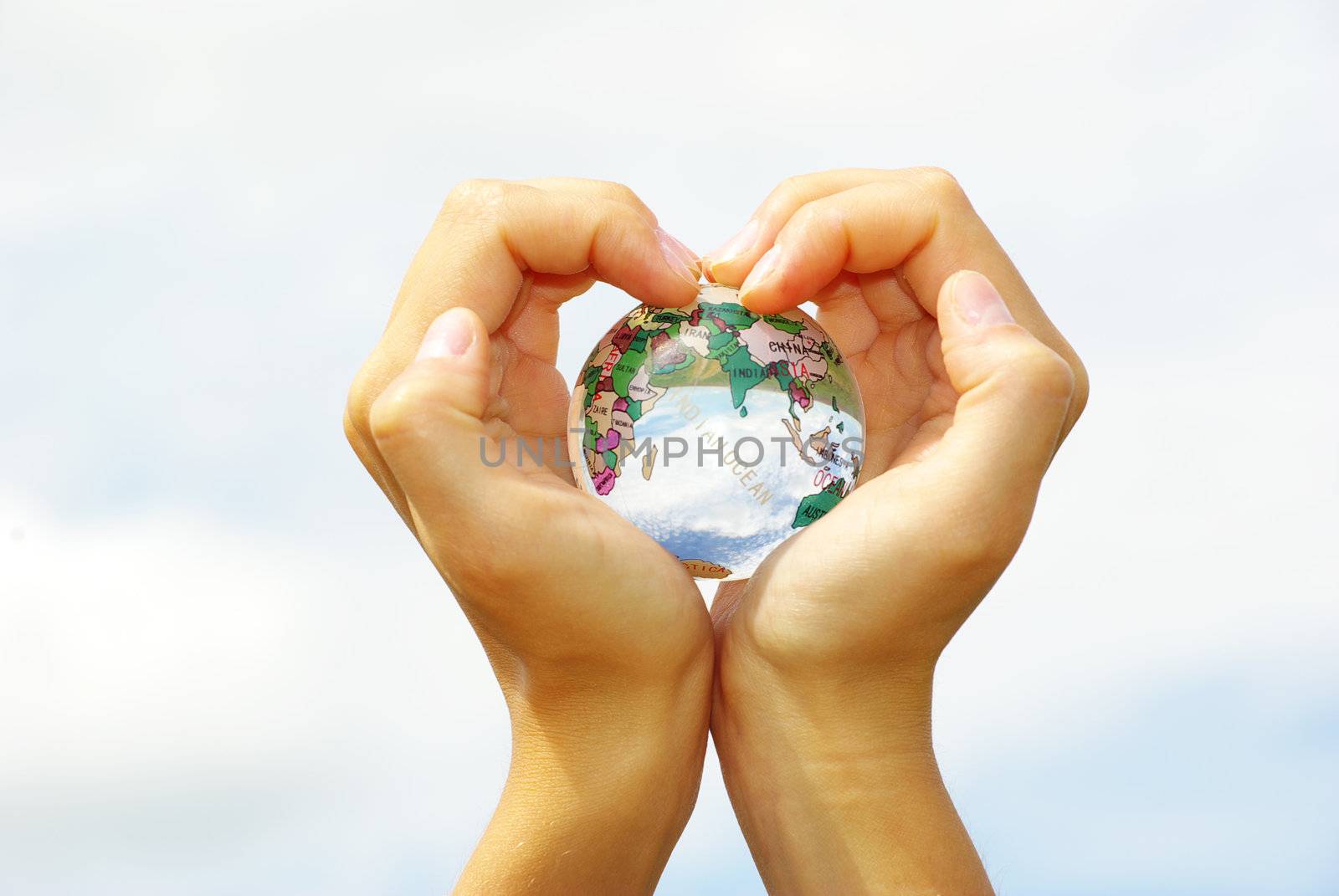 globe on the human hand