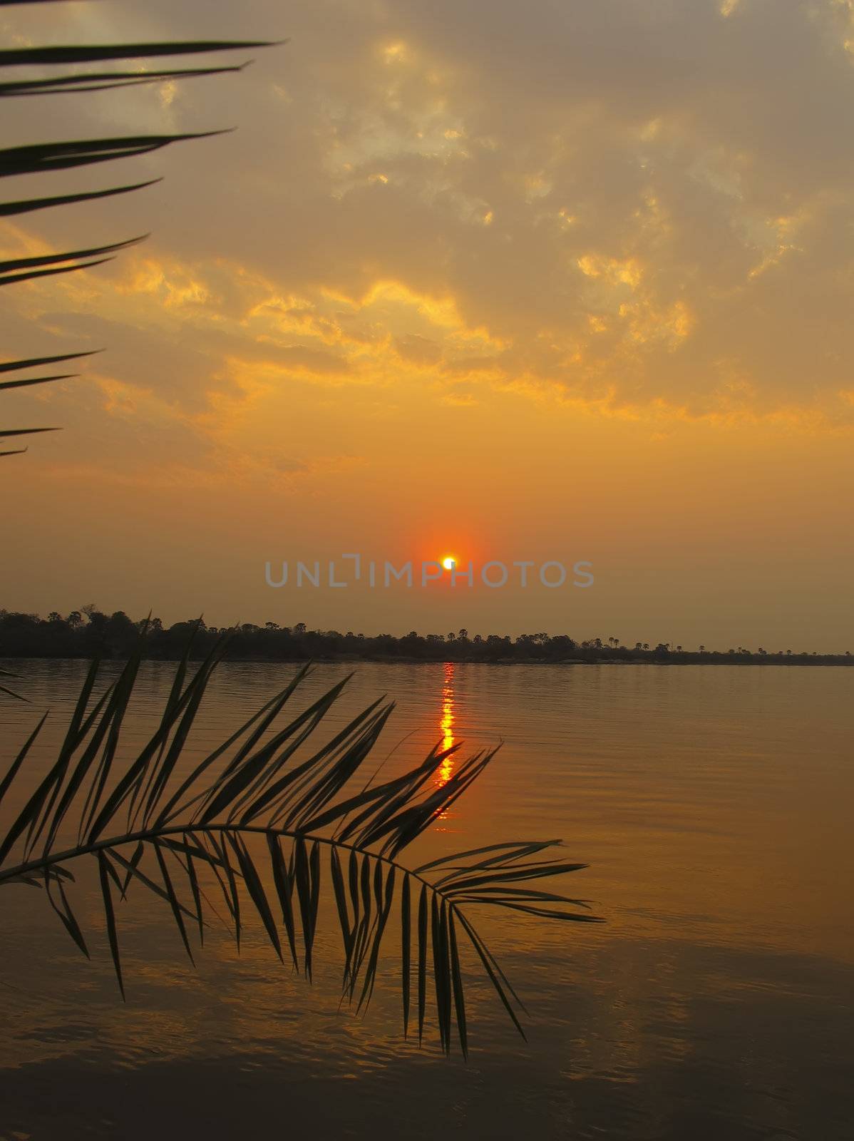 Sunset on the Zambezi River above Victoria Falls