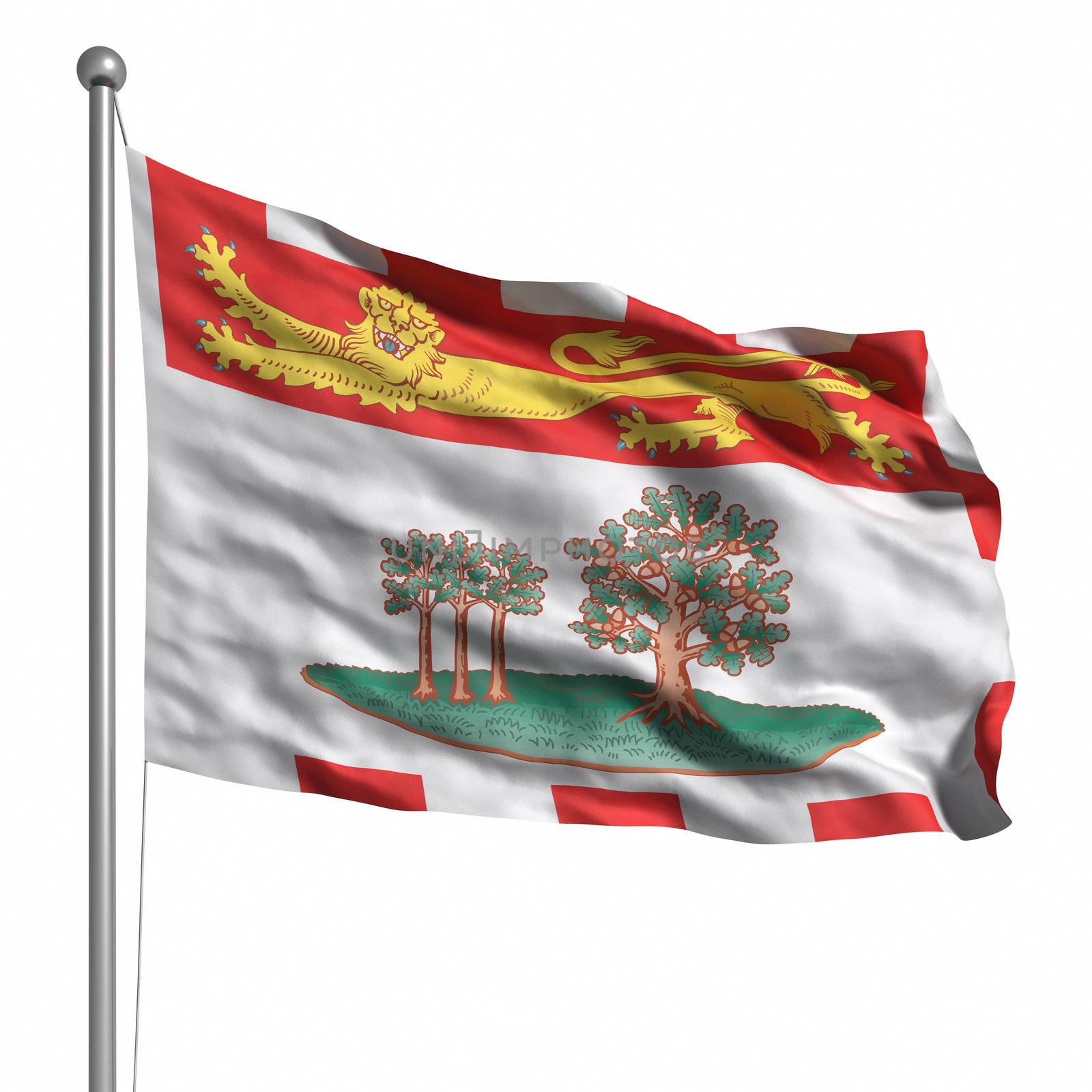 Flag of the Prince Edward Island. Rendered with fabric texture (visible at 100%).  Clipping path included.