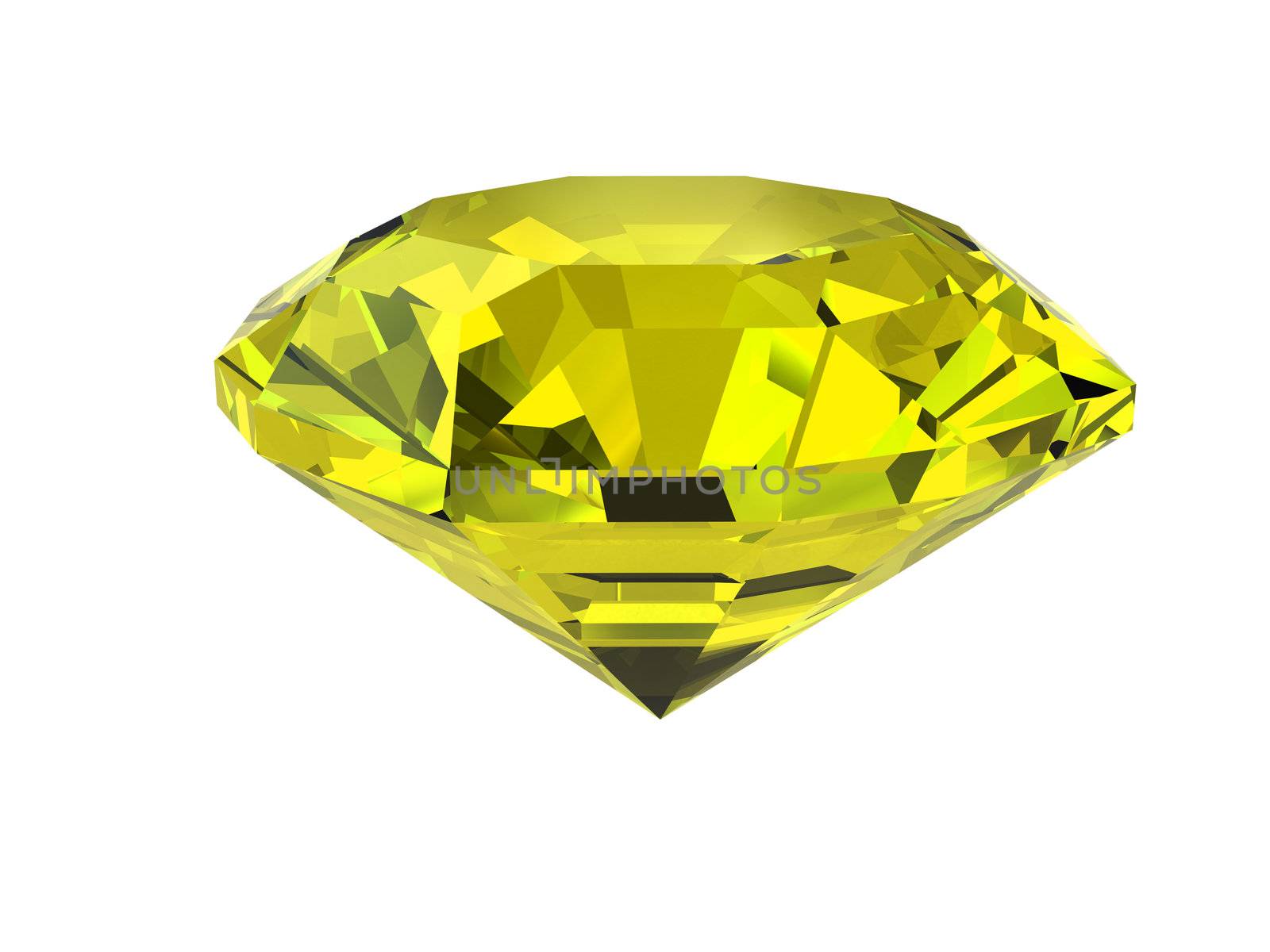 Yellow diamond isolated on white background. High resolution 3D render