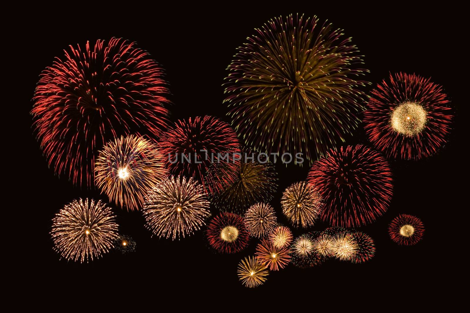 Beautiful fireworks on black background