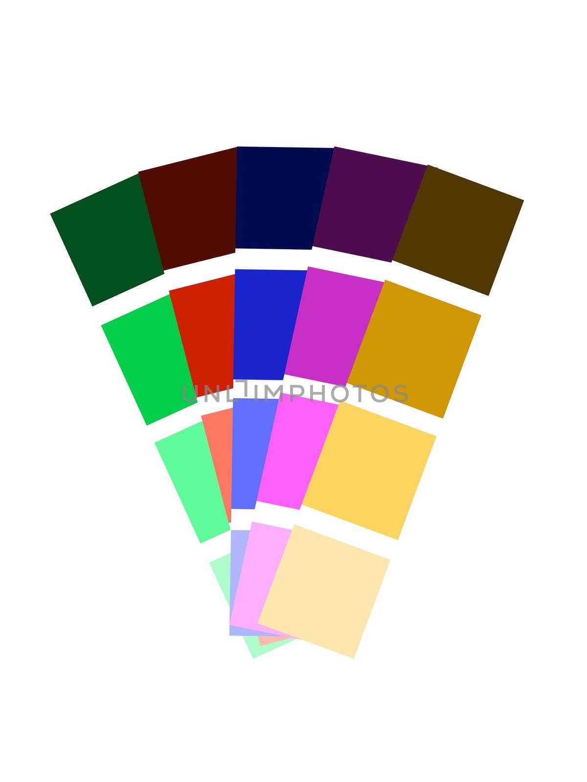 Paint charts isolated against a white background